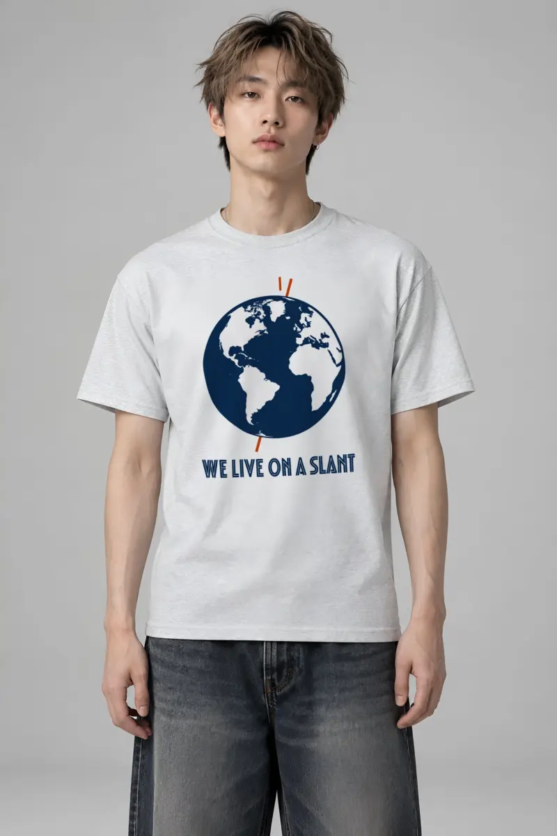 "We Live On A Slant" Heavyweight Unisex Crewneck T-shirt