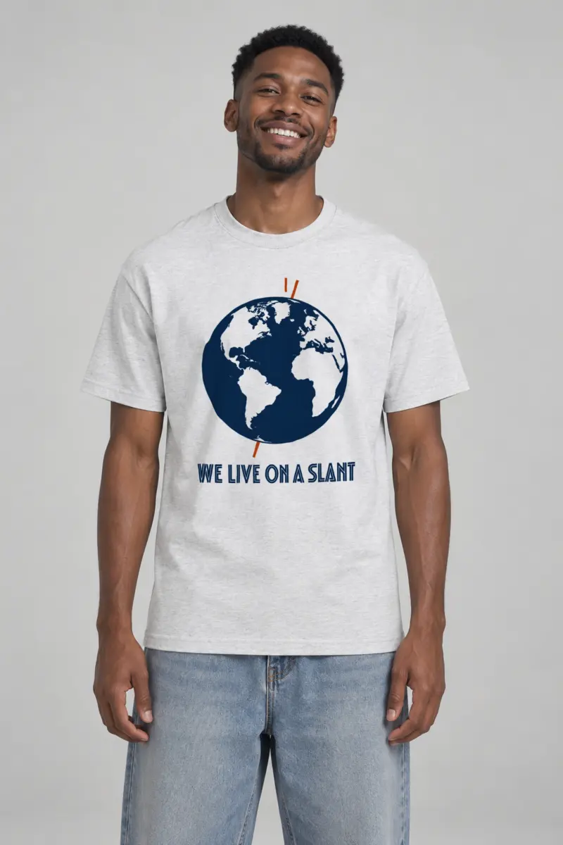 "We Live On A Slant" Heavyweight Unisex Crewneck T-shirt
