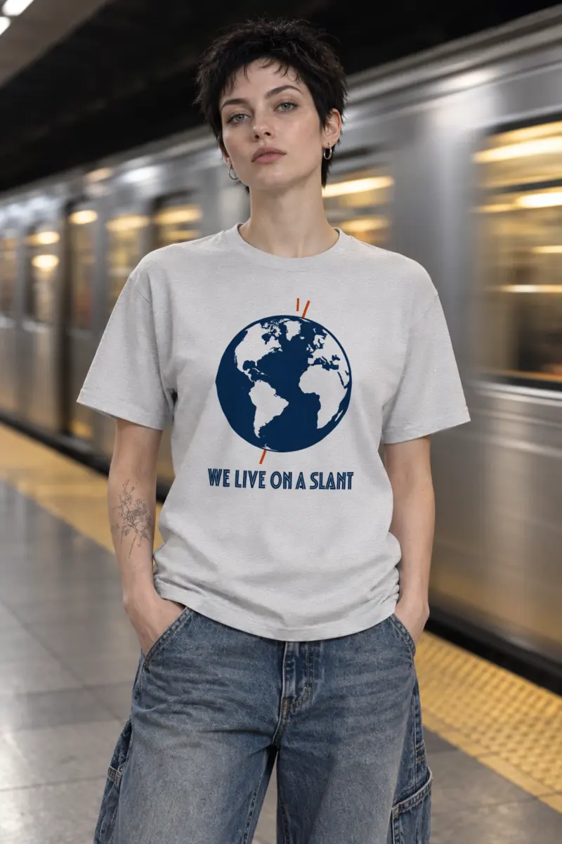 "We Live On A Slant" Heavyweight Unisex Crewneck T-shirt