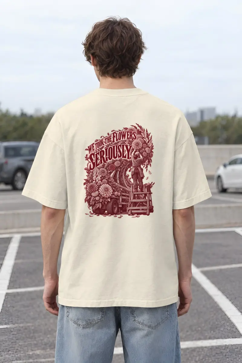 "We Took The Flowers Seriously" Unisex Oversized Heavyweight Crewneck T-Shirt