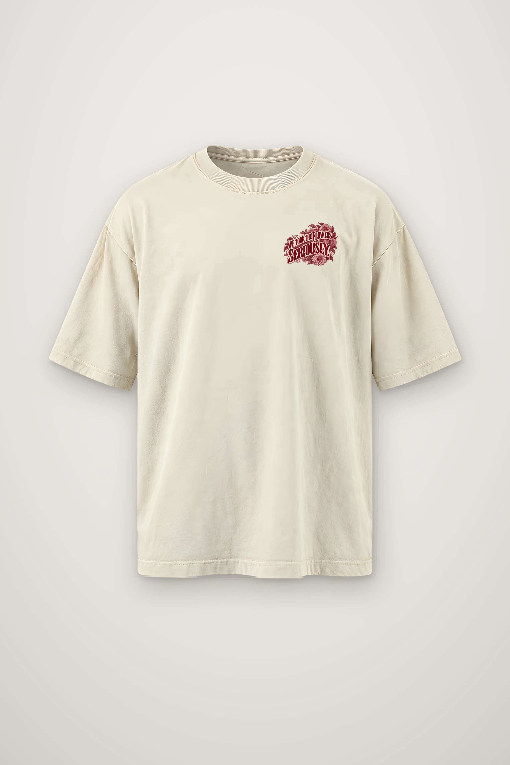 "We Took The Flowers Seriously" Men's Oversized Heavyweight Crewneck T-Shirt