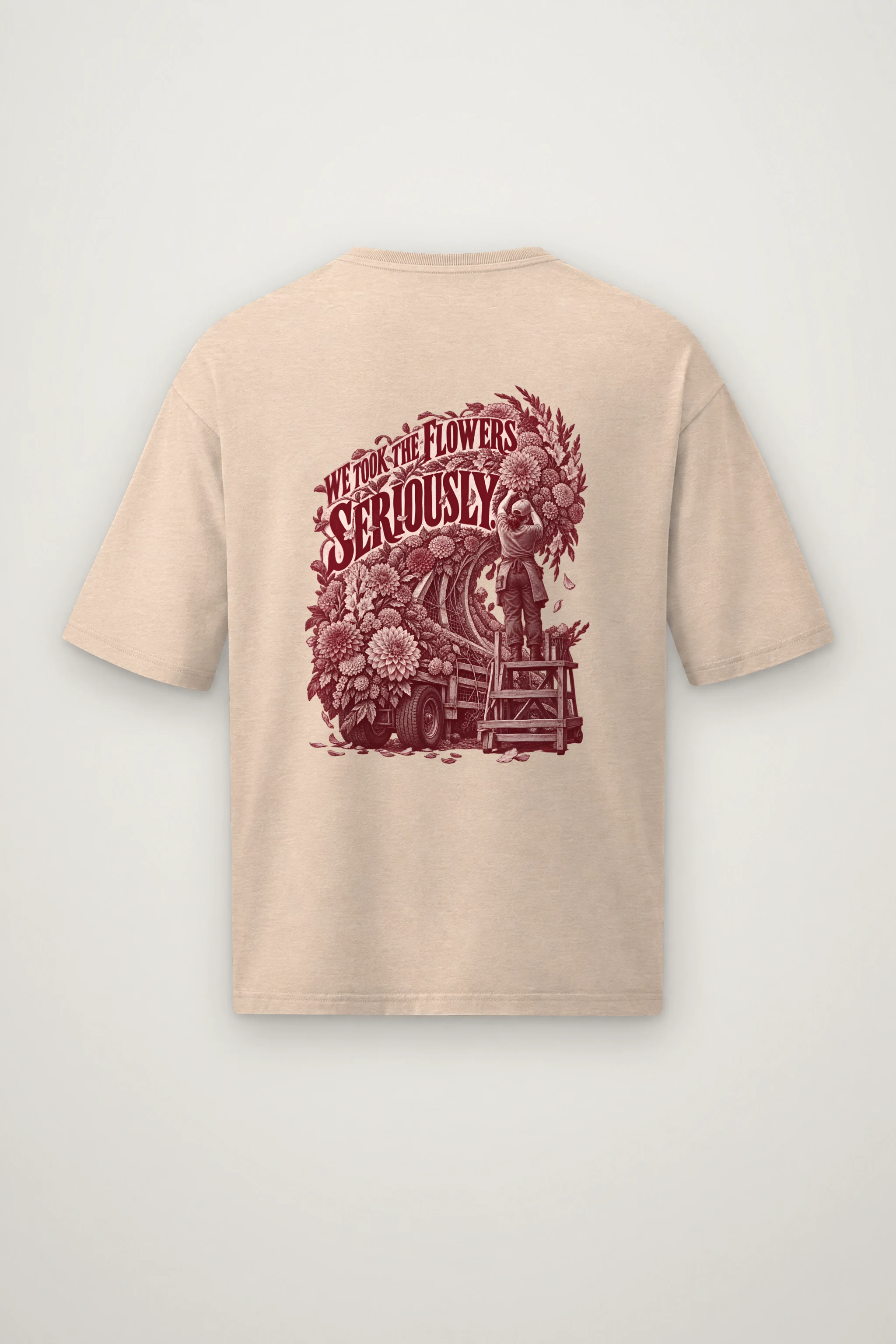 "We Took The Flowers Seriously" Men's Oversized Heavyweight Crewneck T-Shirt