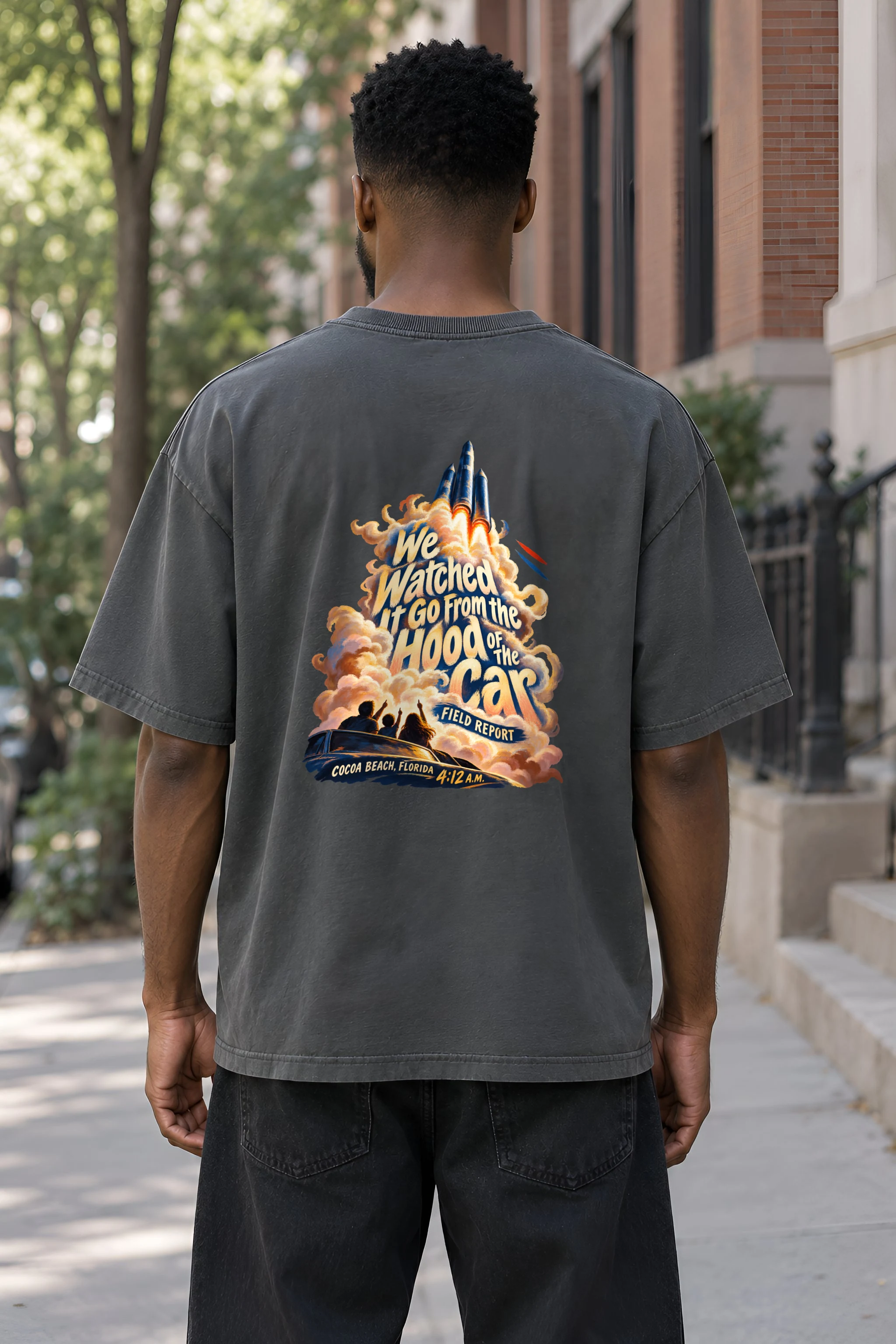 "We Watched It Go" Unisex Oversized Heavyweight Crewneck T-Shirt