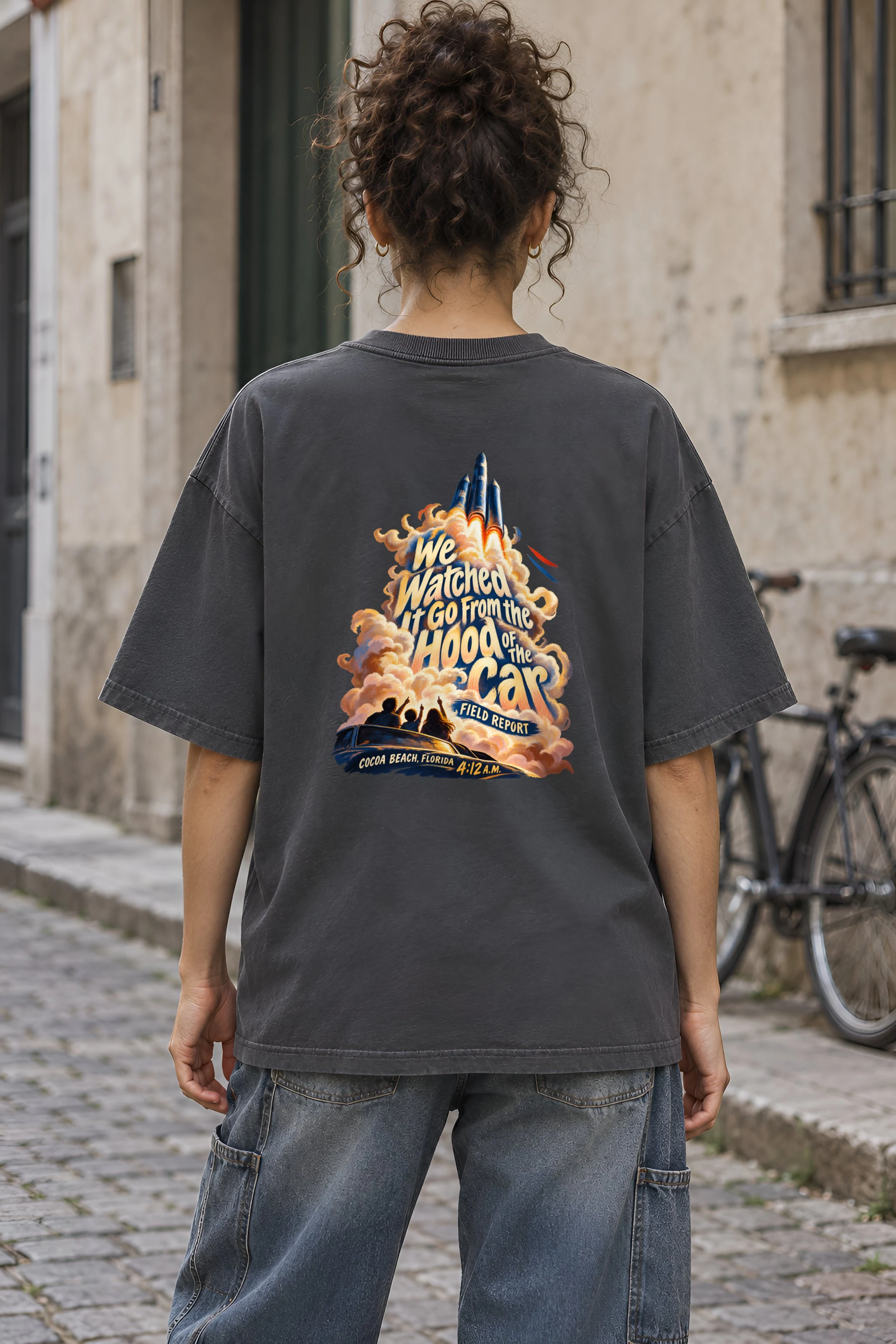 "We Watched It Go" Unisex Oversized Heavyweight Crewneck T-Shirt