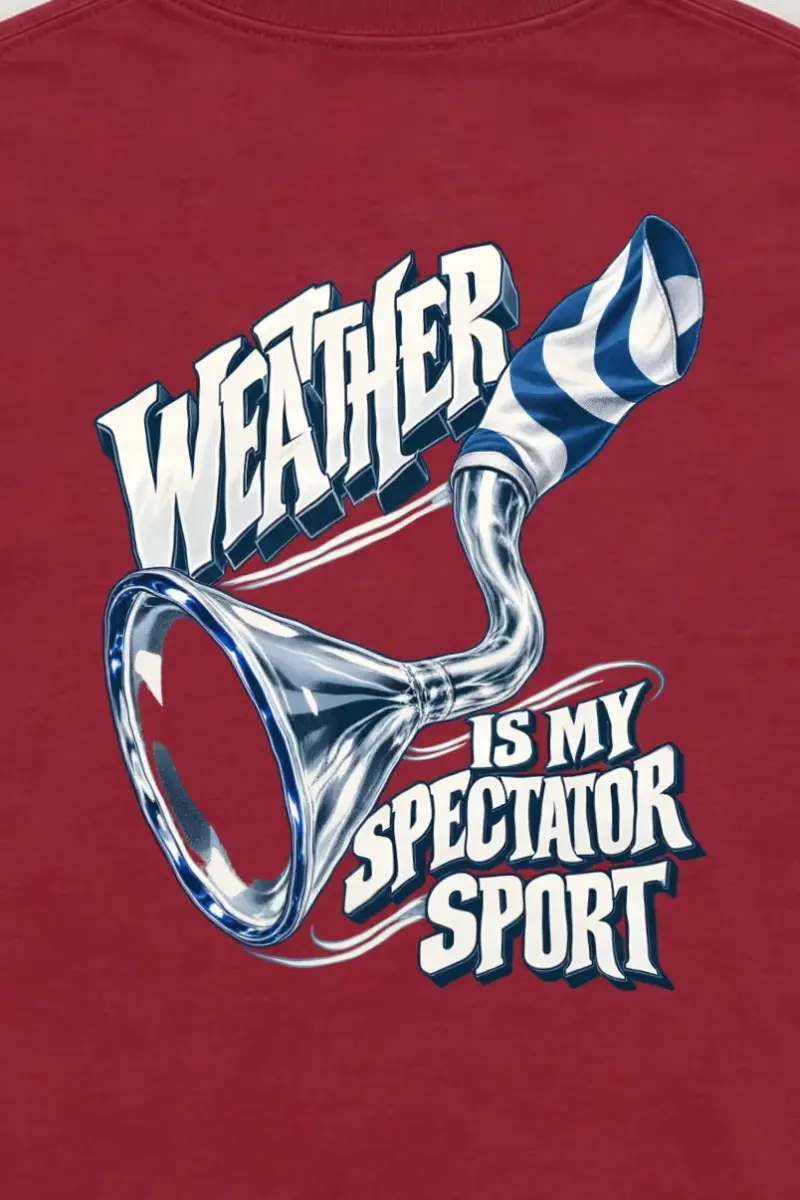 "Weather Is My Spectator Sport" Unisex Longsleeve T-shirt - the graphic up close