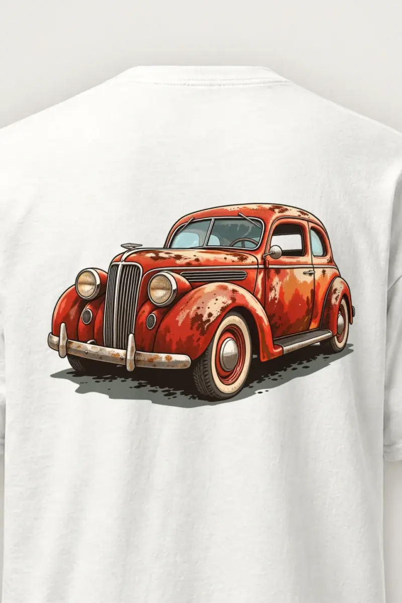 "Weathered Red Cruiser" Heavyweight Unisex Crewneck T-shirt
