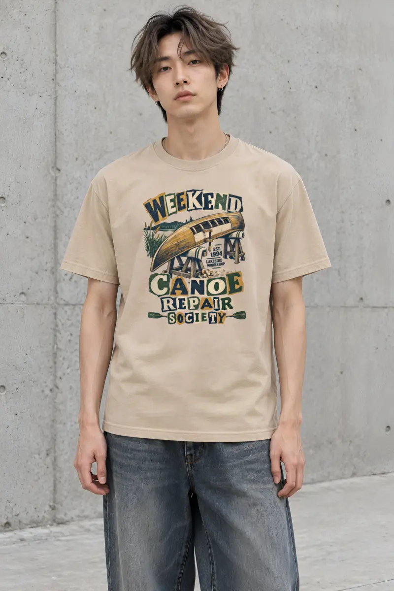 “Weekend Canoe Repair Society” Heavyweight Unisex Crewneck T-shirt
