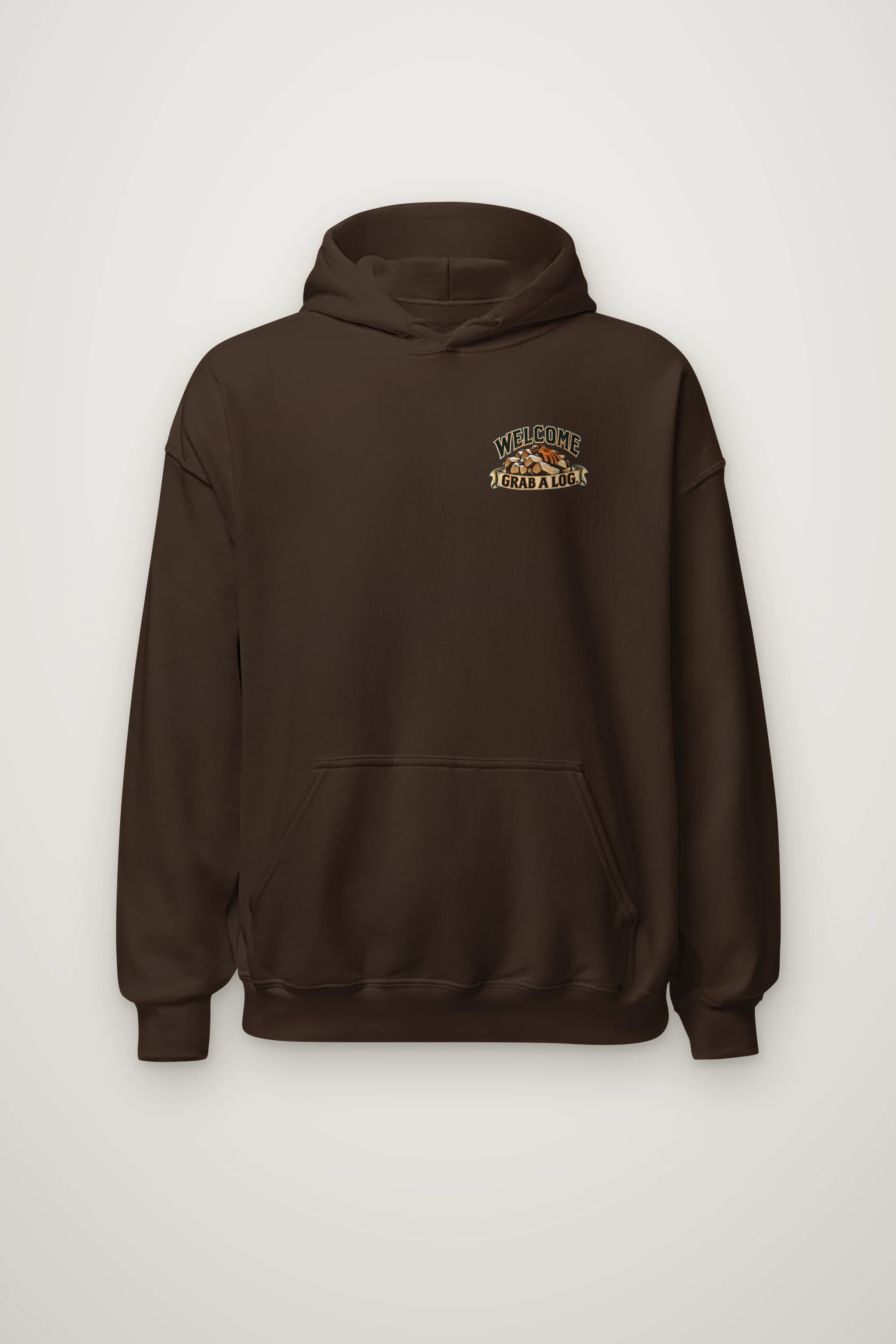 "Welcome. Grab a Log." Heavy Blend Unisex Pullover Hoodie