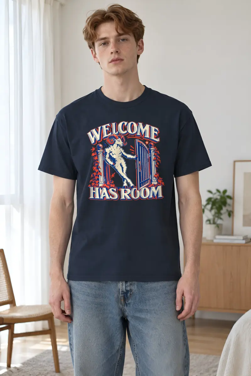 "Welcome Has Room" Heavyweight Unisex Crewneck T-shirt