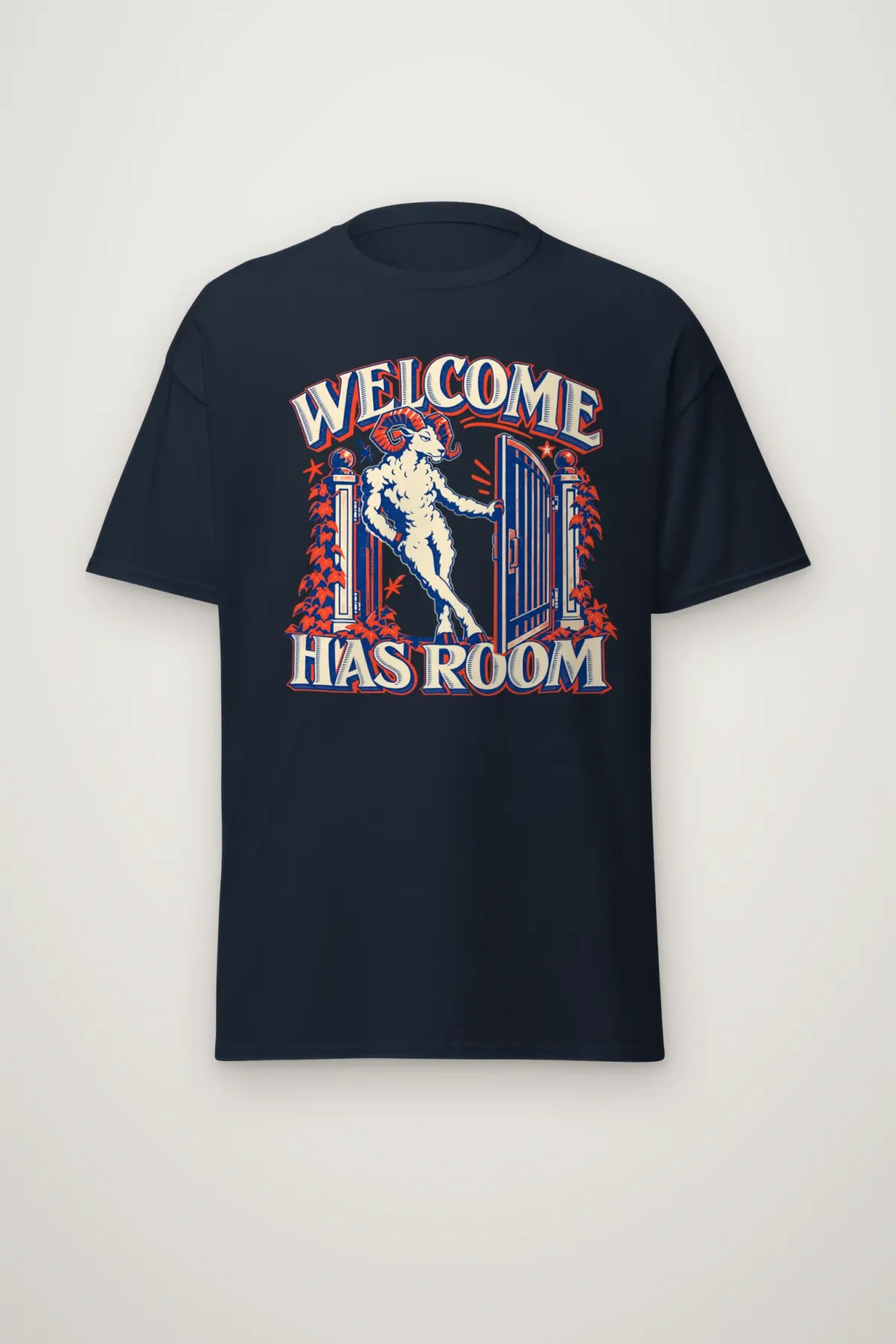 "Welcome Has Room" Heavyweight Unisex Crewneck T-shirt