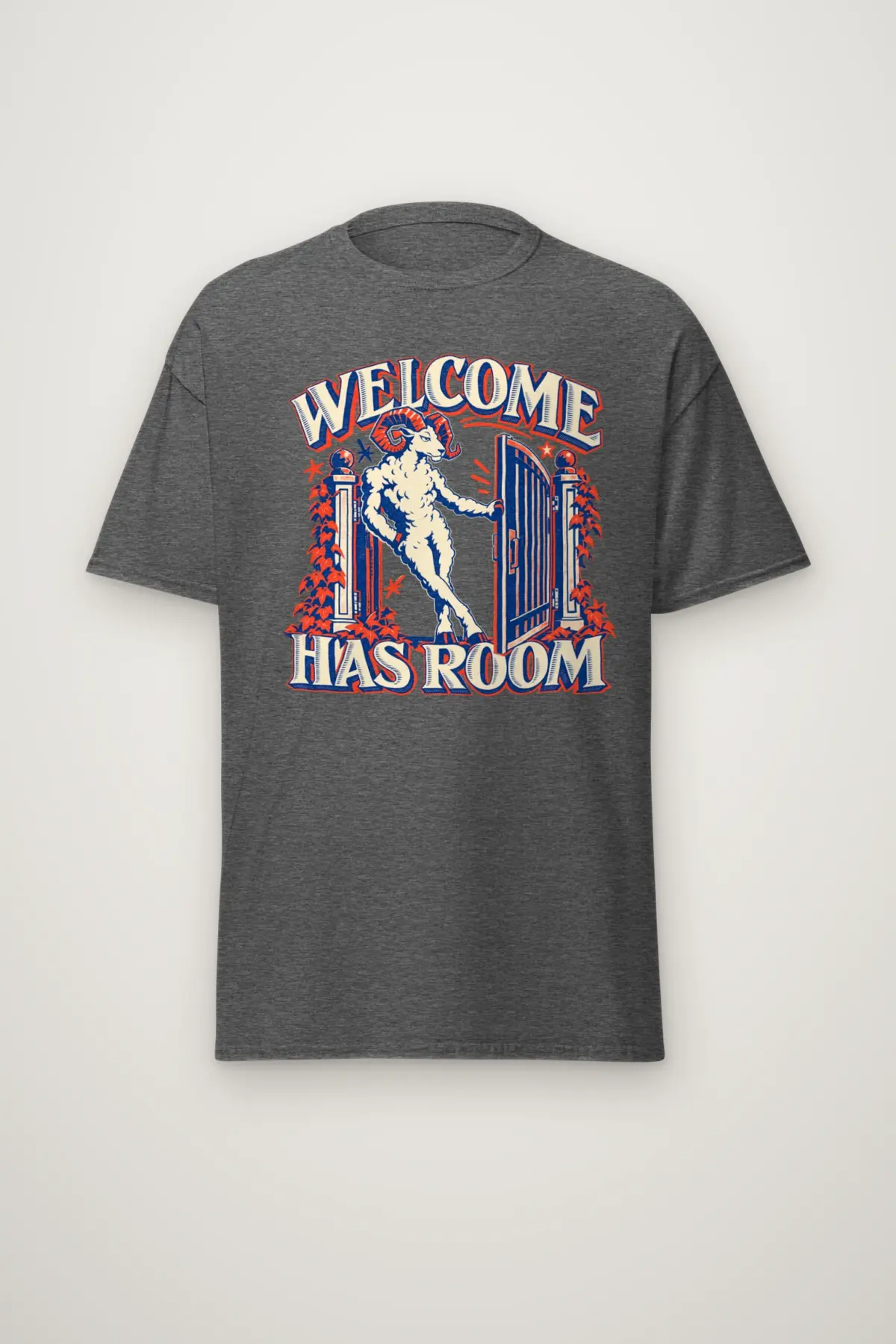 "Welcome Has Room" Heavyweight Unisex Crewneck T-shirt
