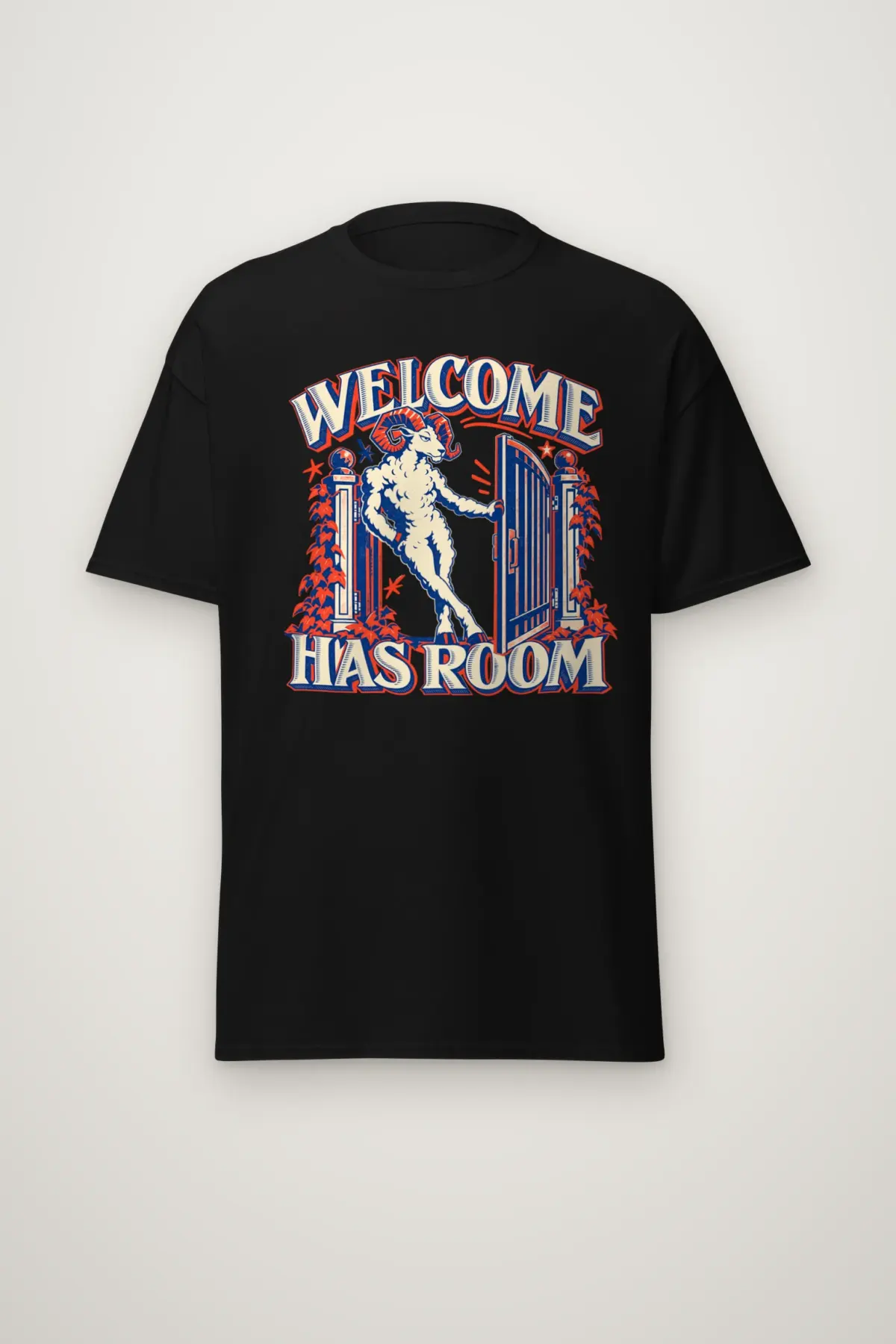 "Welcome Has Room" Heavyweight Unisex Crewneck T-shirt