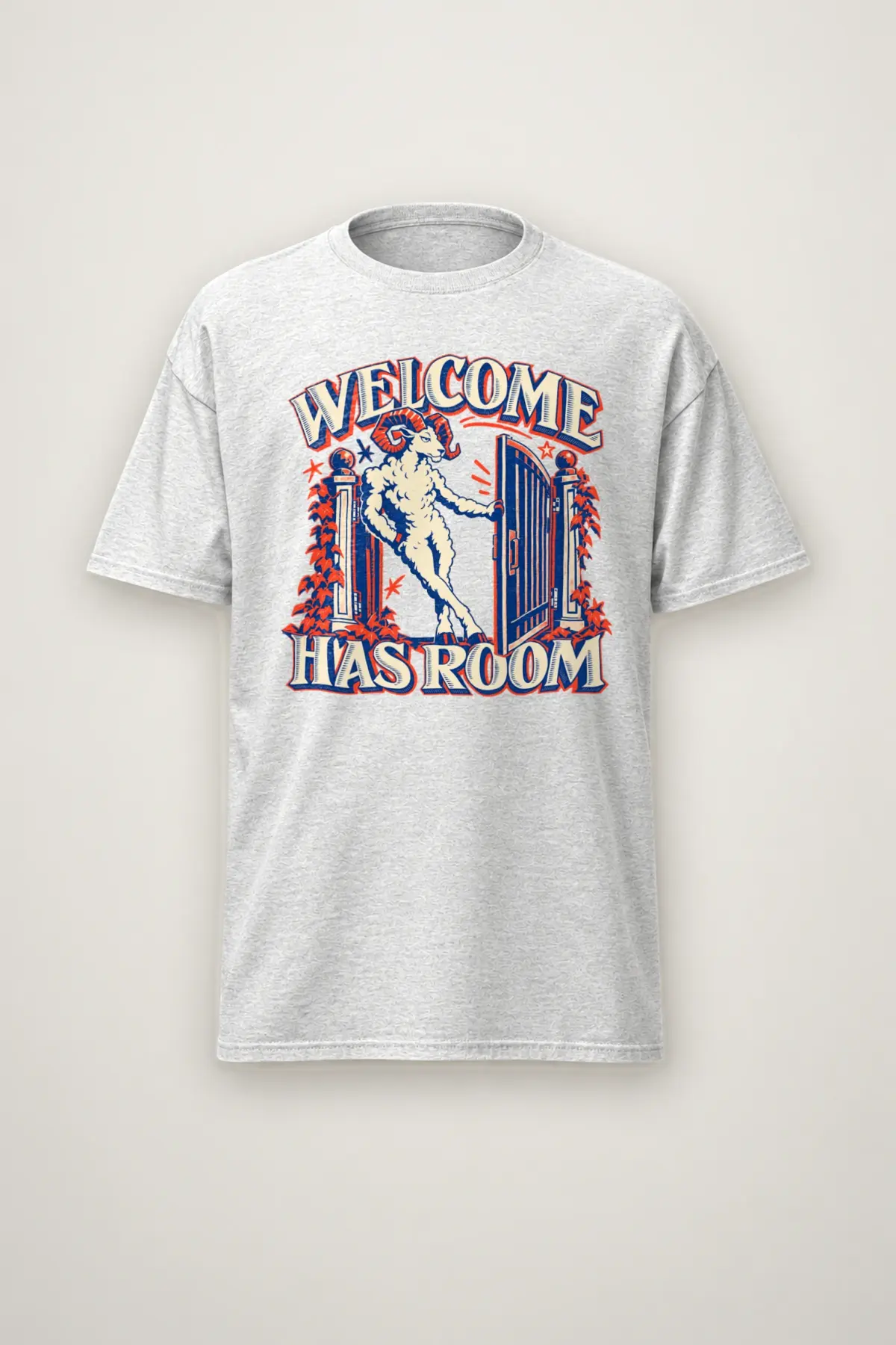 "Welcome Has Room" Heavyweight Unisex Crewneck T-shirt