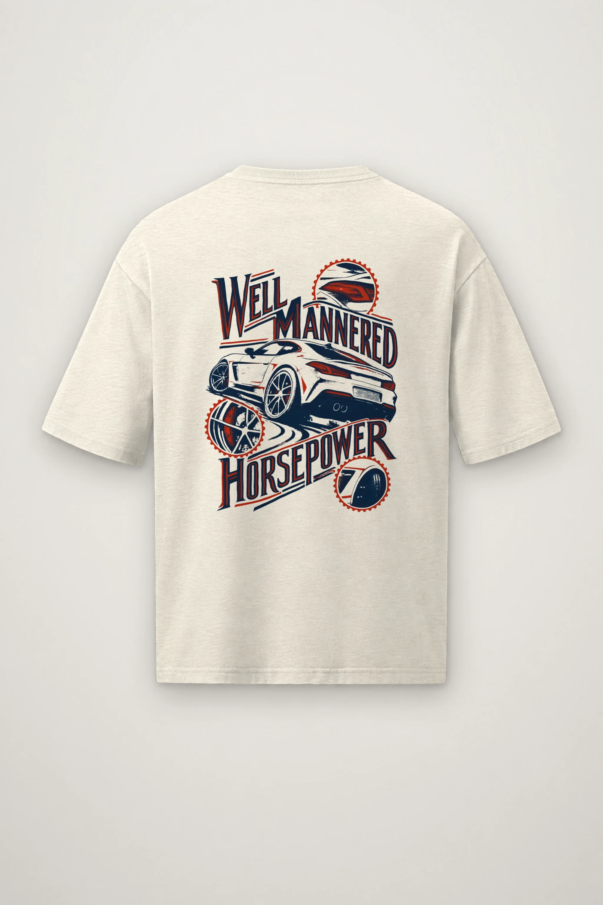 "Well Mannered Horsepower" Men's Oversized Heavyweight Crewneck T-Shirt