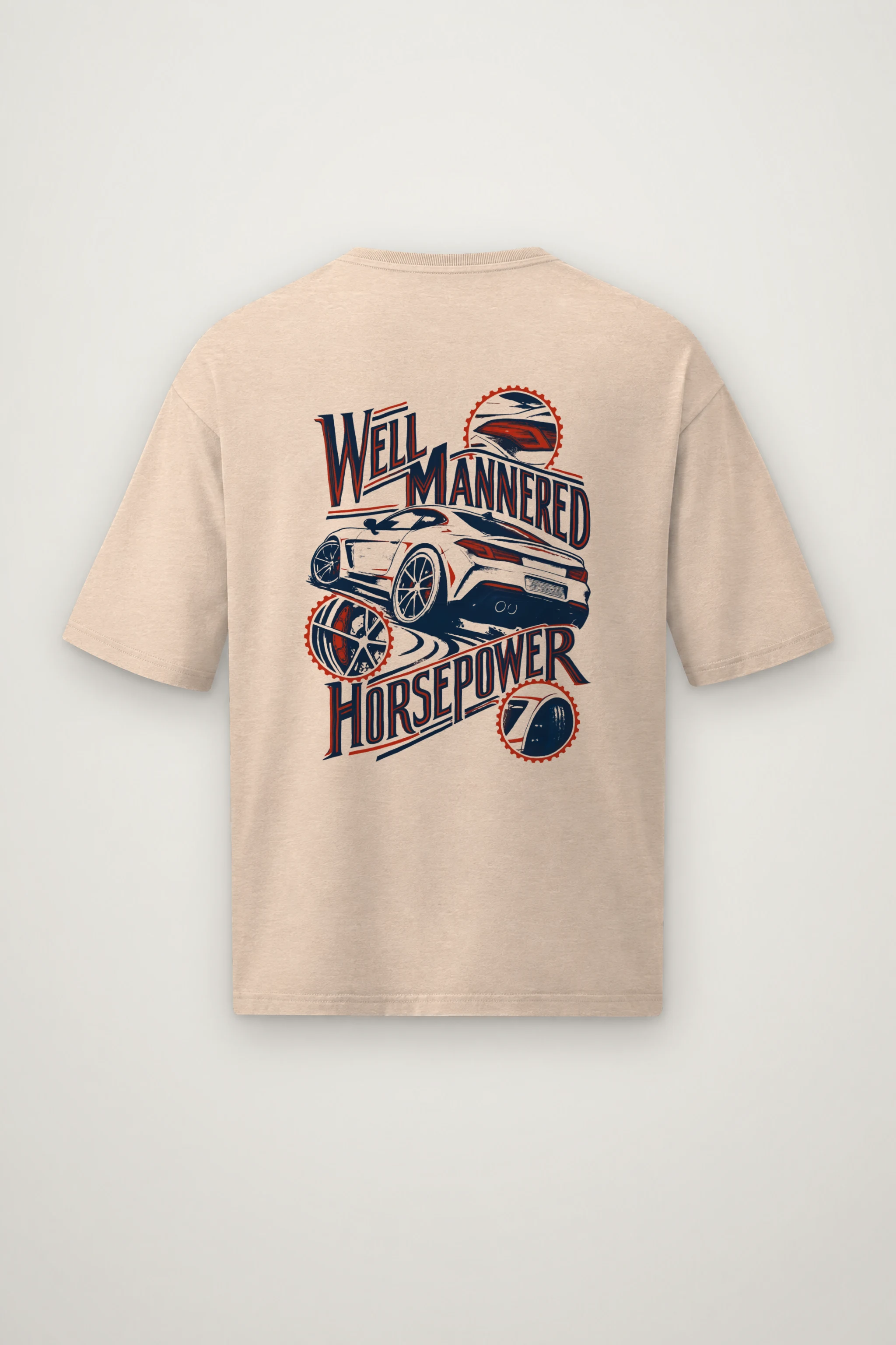 "Well Mannered Horsepower" Men's Oversized Heavyweight Crewneck T-Shirt
