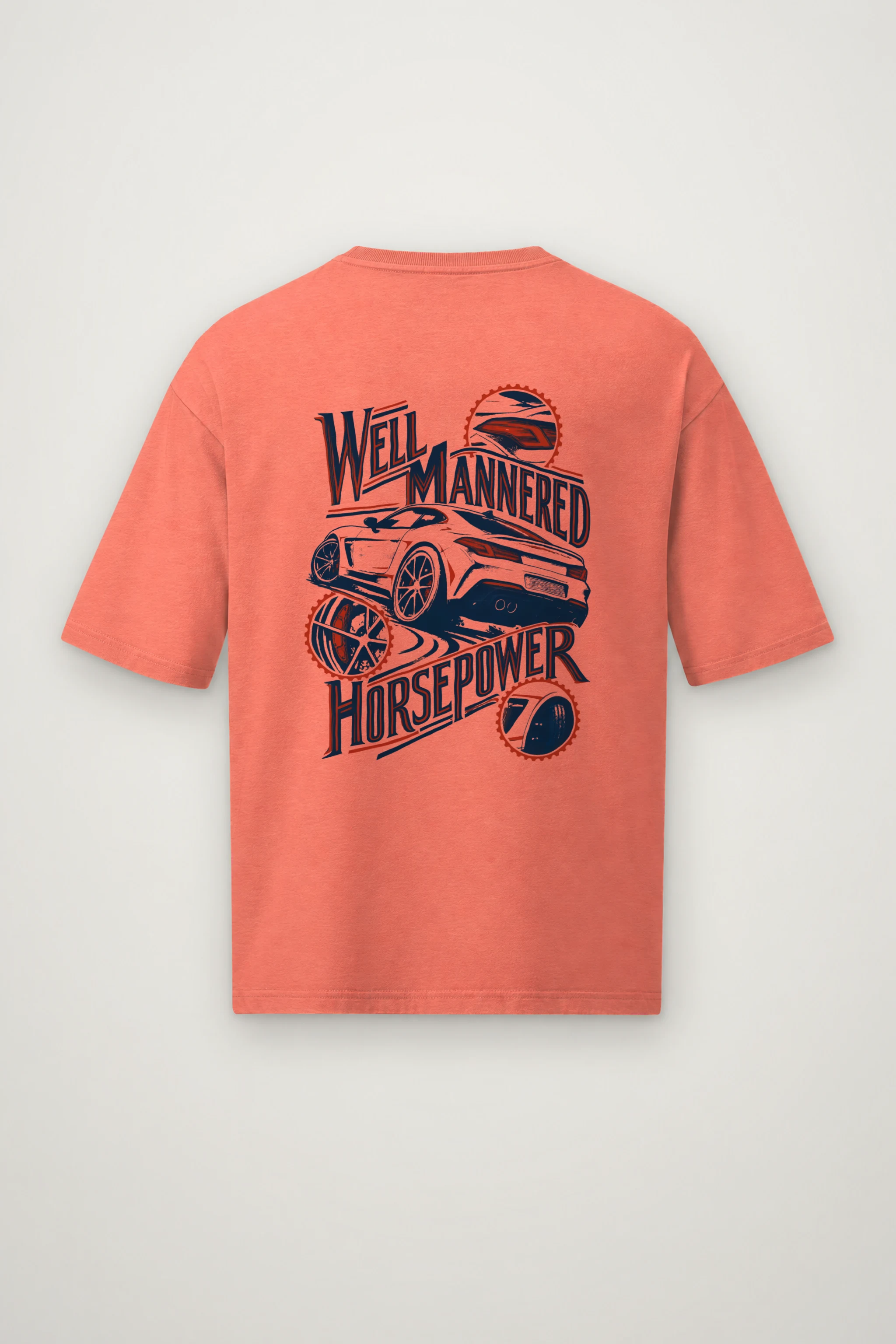 "Well Mannered Horsepower" Men's Oversized Heavyweight Crewneck T-Shirt