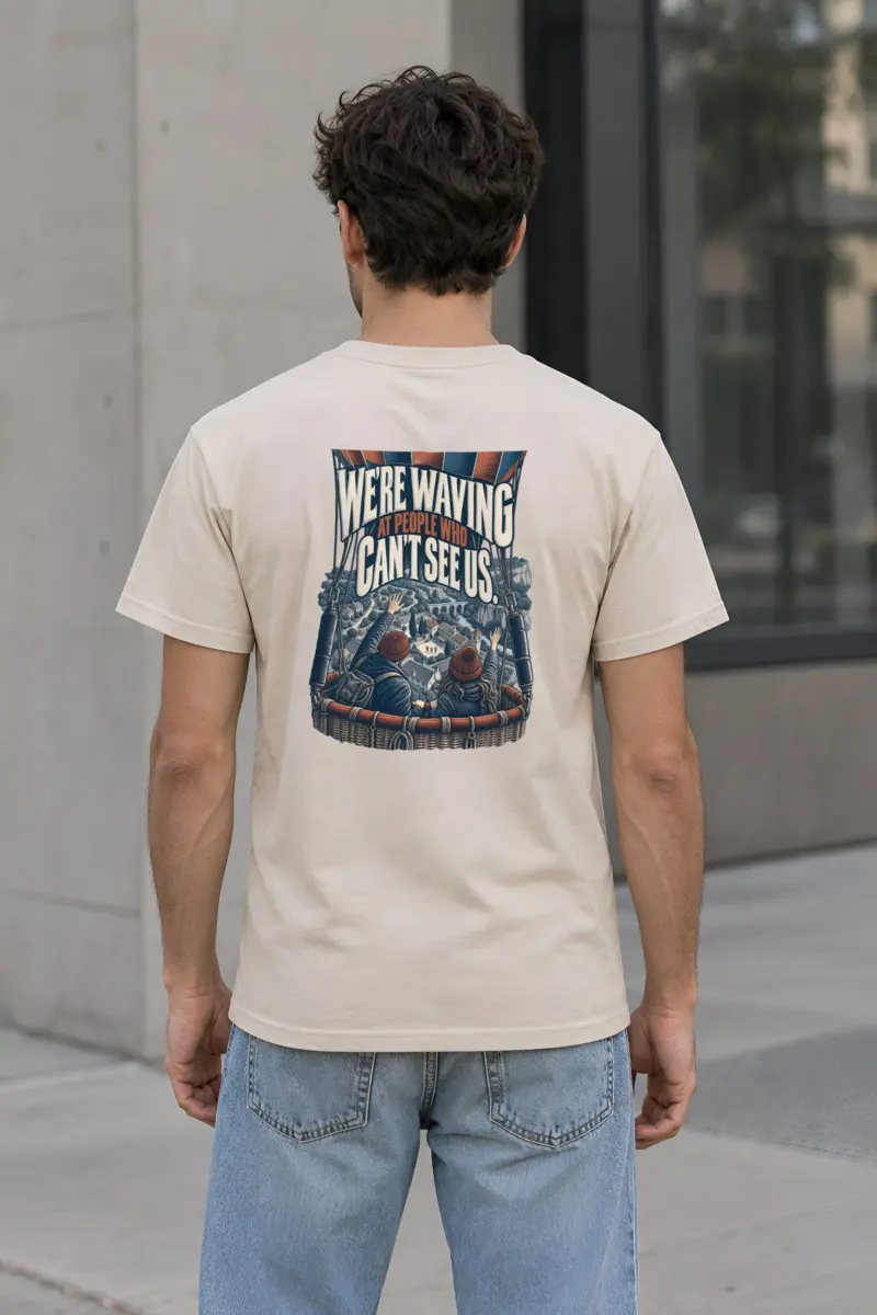"We're Waving At People Who Can't See Us" Heavyweight Unisex Crewneck T-shirt