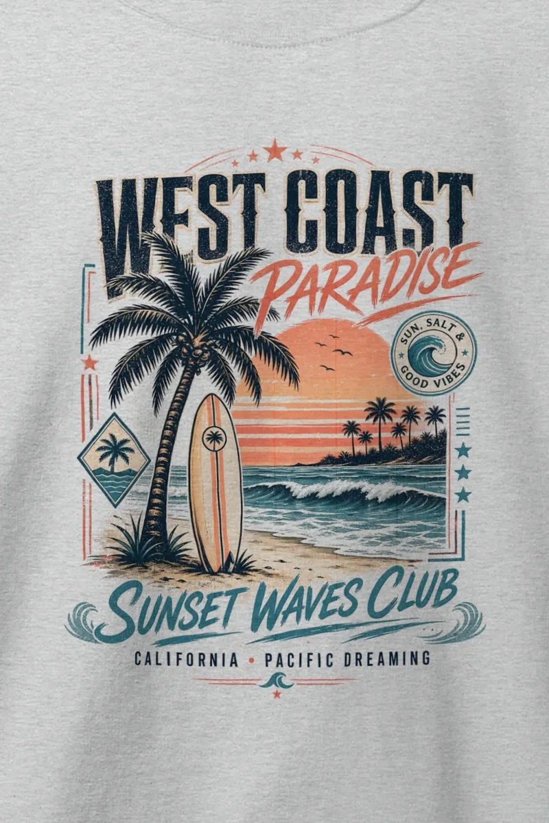 "West Coast Paradise" Heavy Blend Unisex Crewneck Sweatshirt