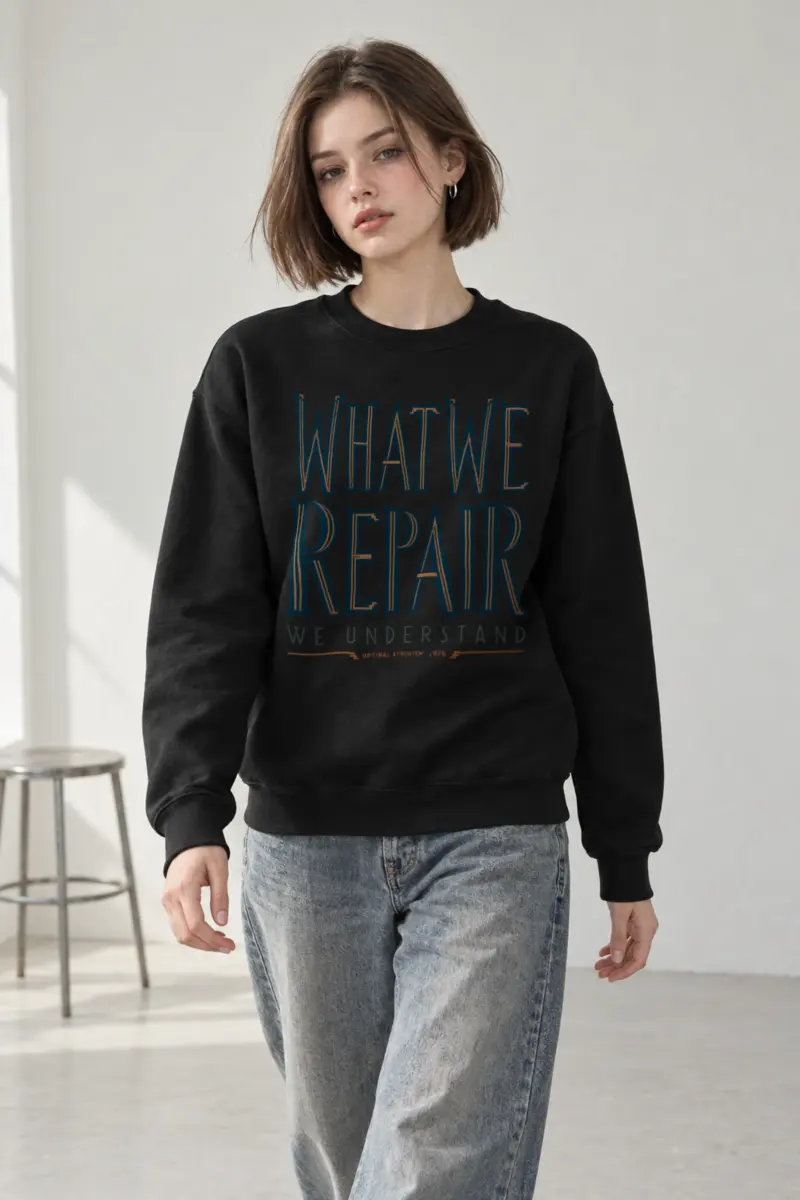 "What We Repair We Understand" Heavy Blend Unisex Crewneck Sweatshirt