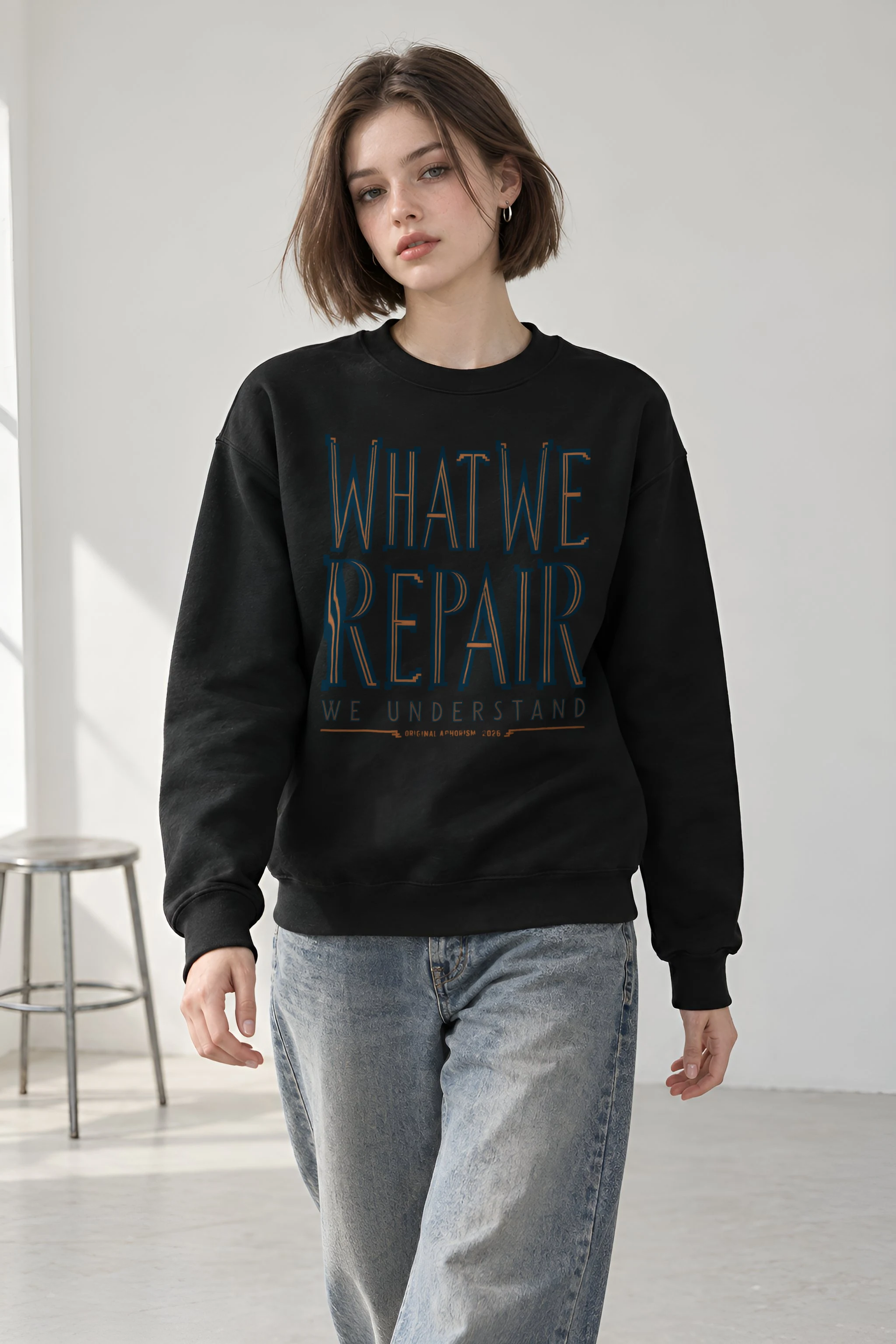 "What We Repair We Understand" Heavy Blend Unisex Crewneck Sweatshirt