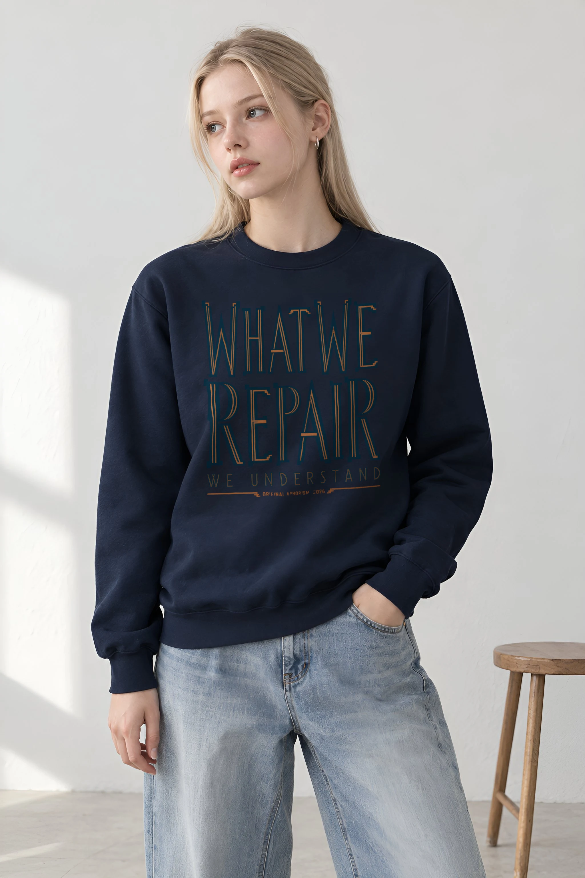 "What We Repair We Understand" Heavy Blend Unisex Crewneck Sweatshirt