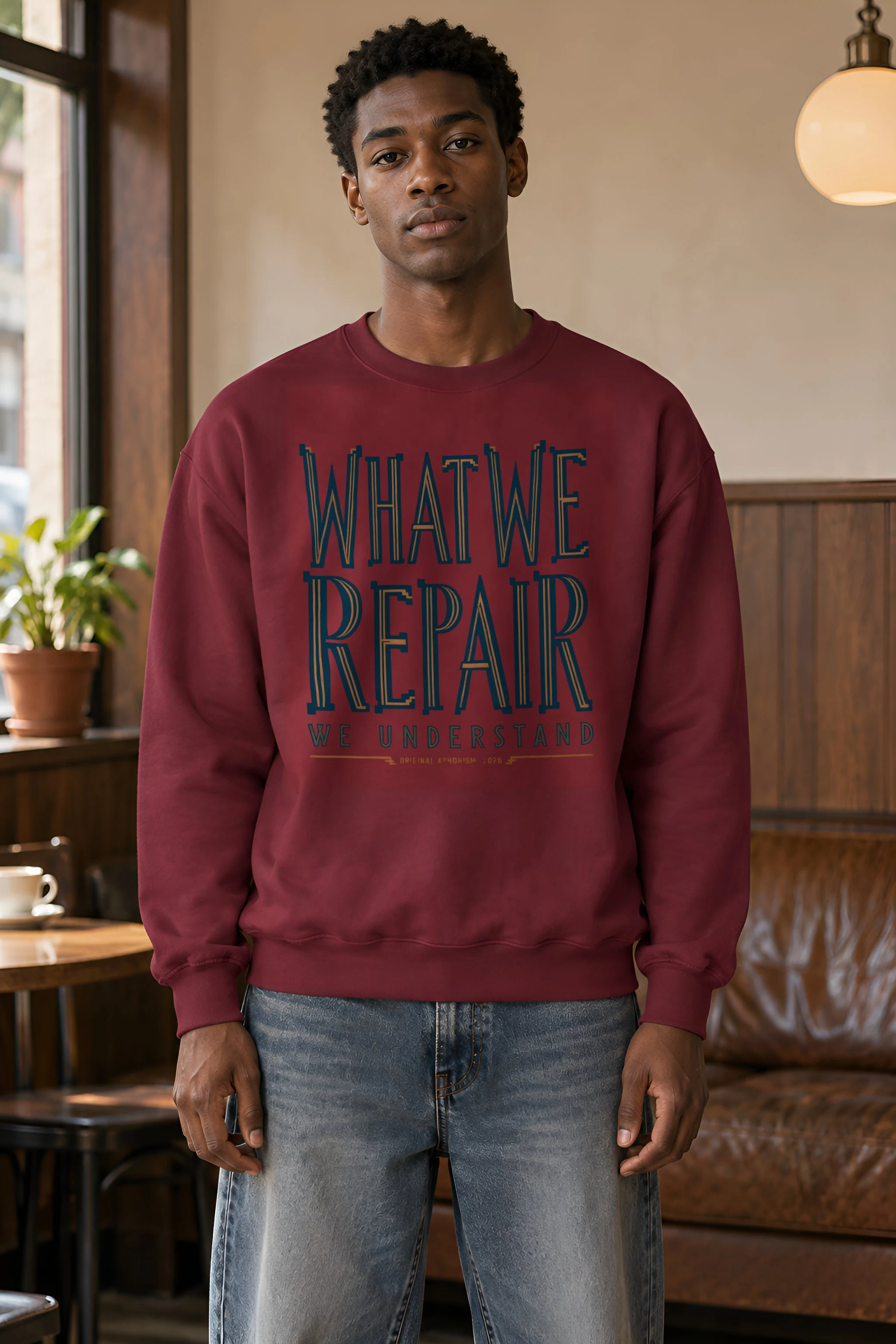 "What We Repair We Understand" Heavy Blend Unisex Crewneck Sweatshirt