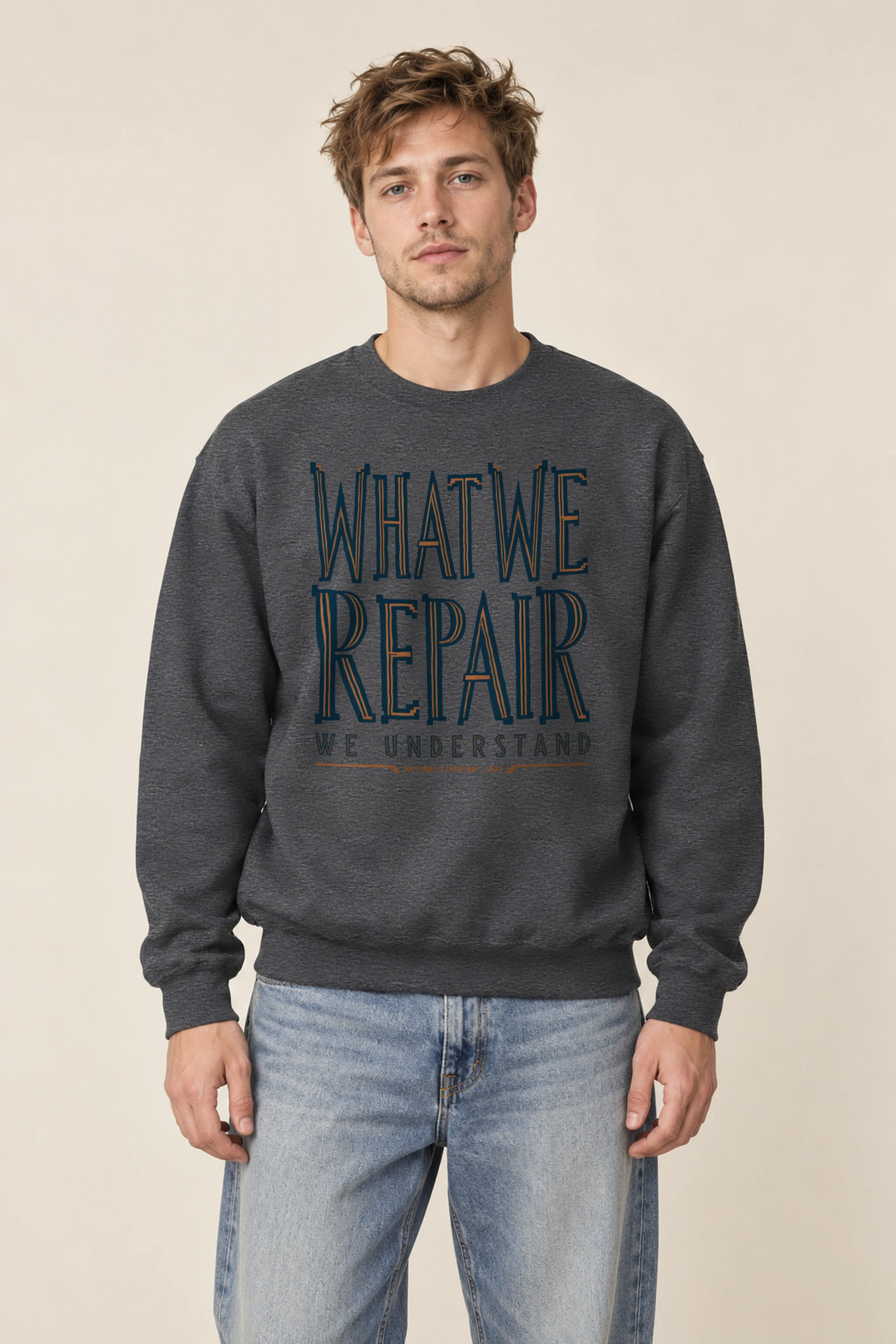 "What We Repair We Understand" Heavy Blend Unisex Crewneck Sweatshirt