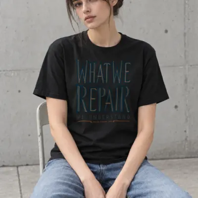 "What We Repair We Understand" Heavyweight Unisex Crewneck T-shirt