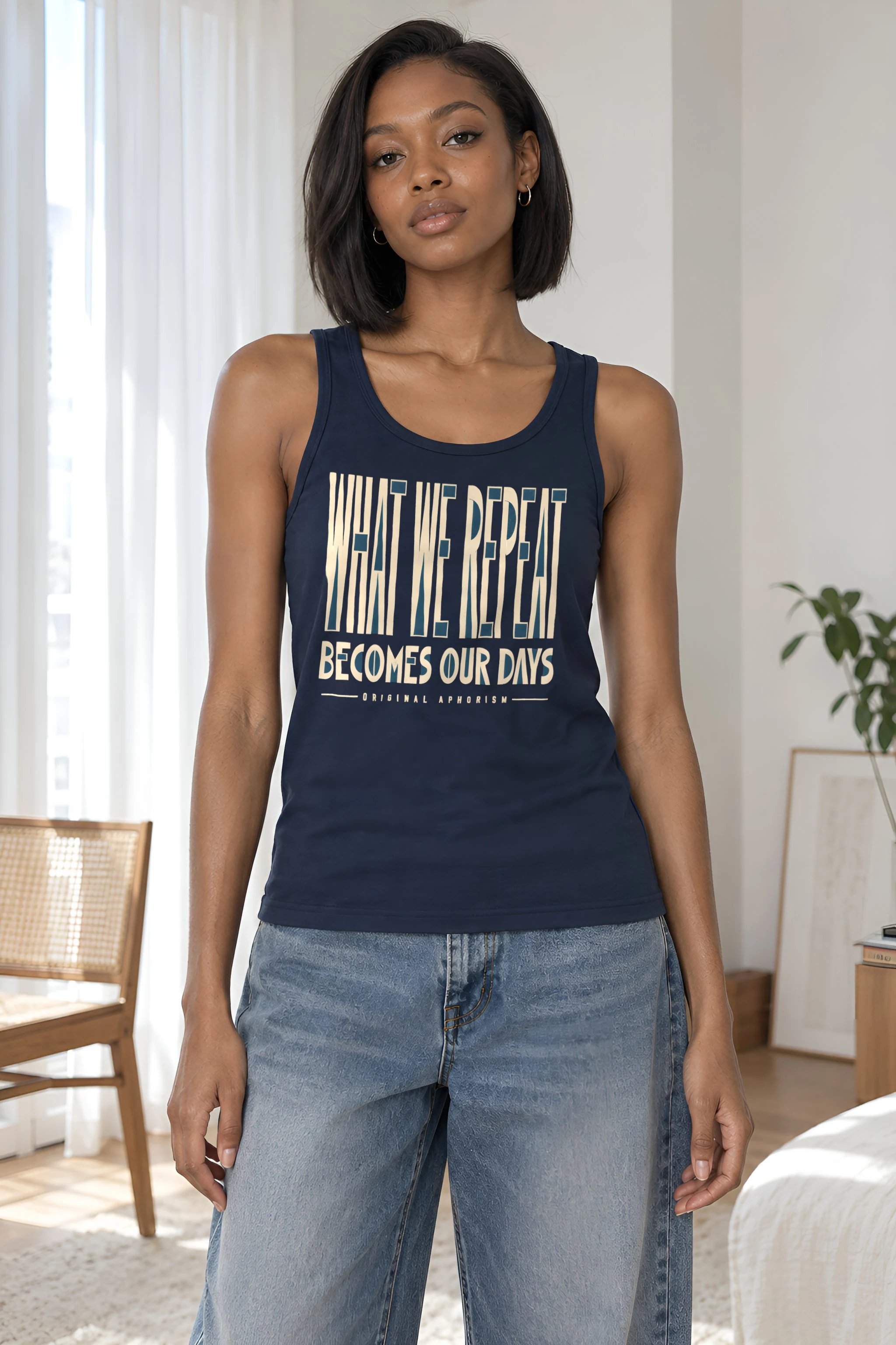 "What We Repeat Becomes Our Days" Unisex Jersey Tank