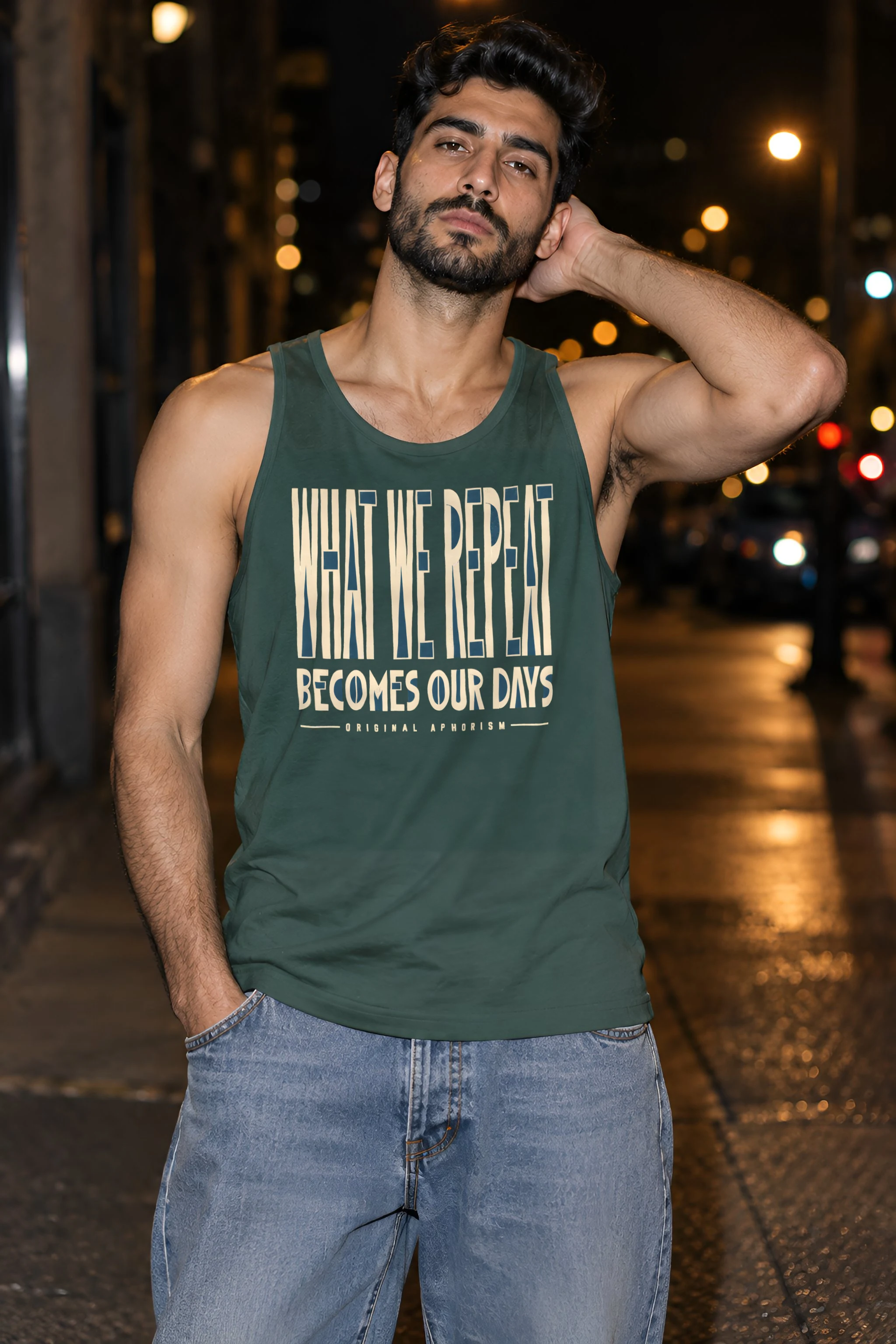 "What We Repeat Becomes Our Days" Unisex Jersey Tank