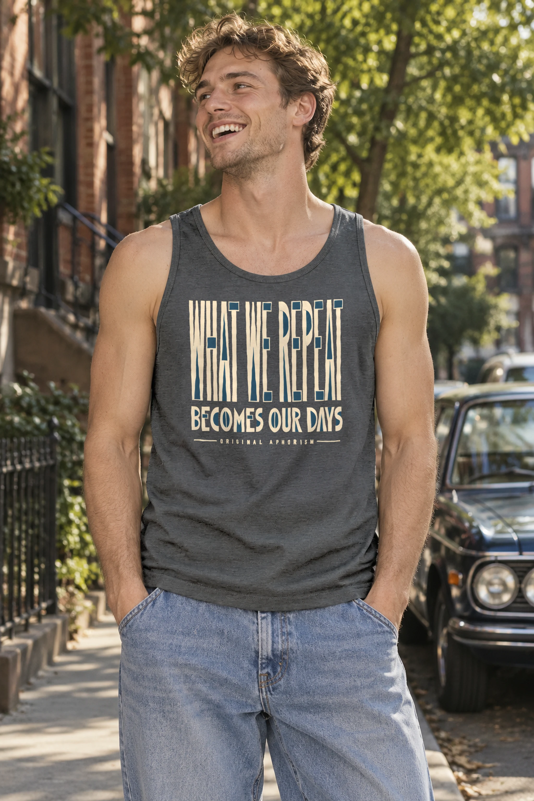 "What We Repeat Becomes Our Days" Unisex Jersey Tank