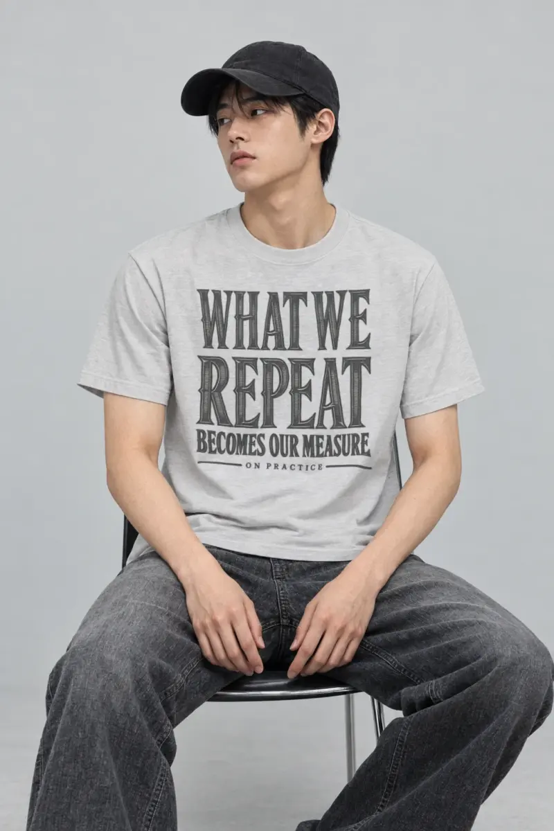 "What We Repeat Becomes Our Measure" Heavyweight Unisex Crewneck T-shirt