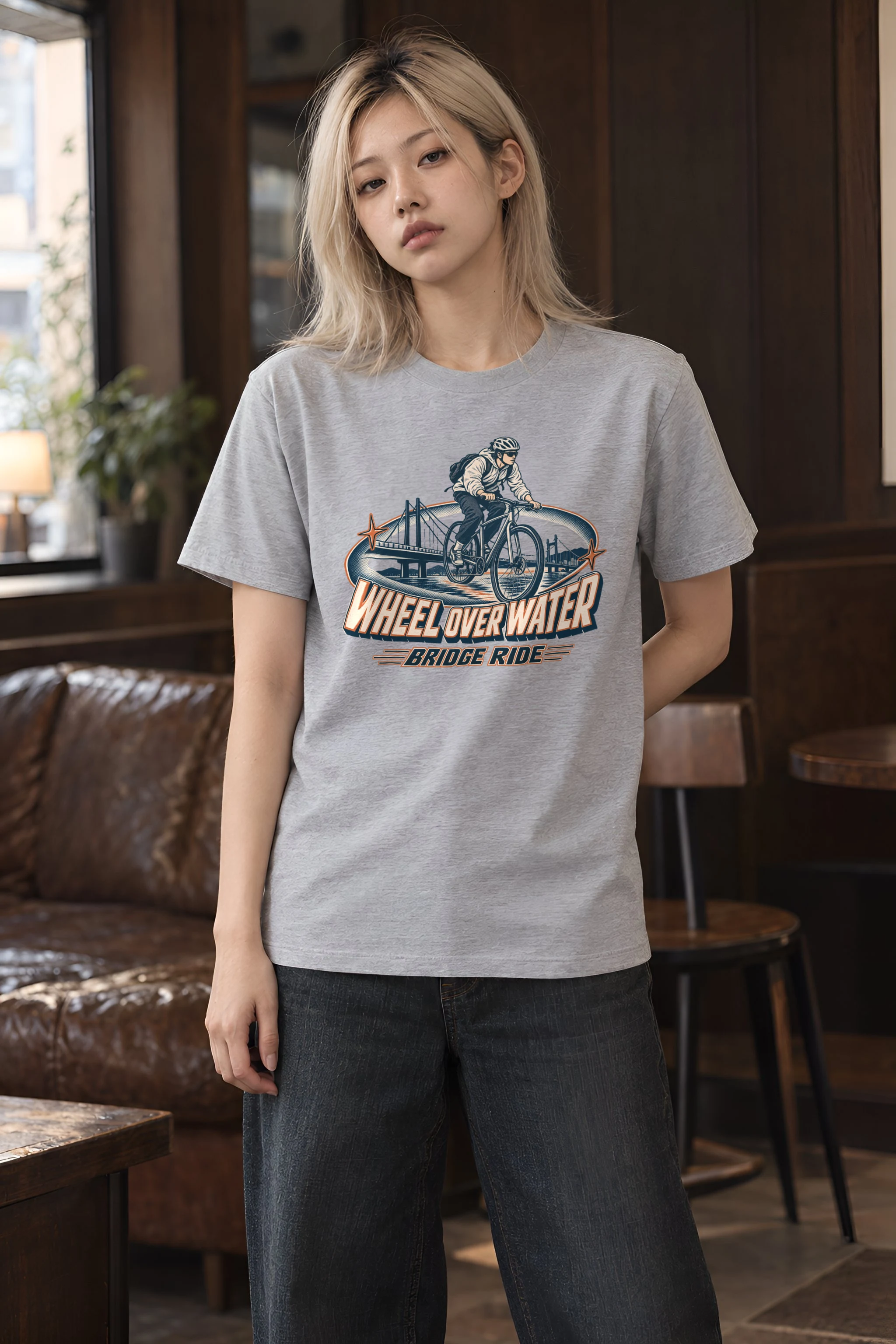 "Wheel Over Water" Heavyweight Unisex Crewneck T-shirt