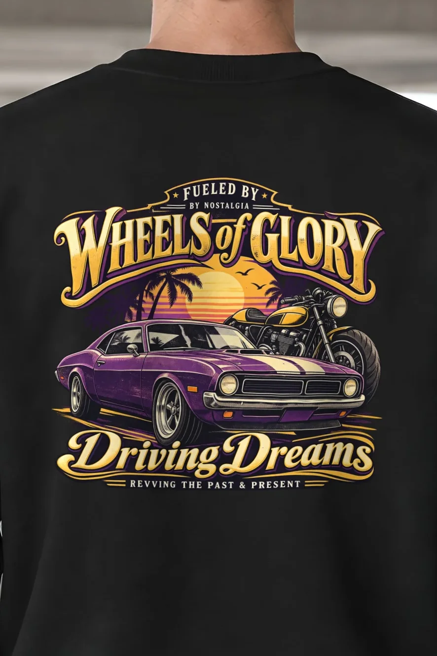 "Wheels Of Glory" 1 Crewneck Sweatshirt - the graphic up close