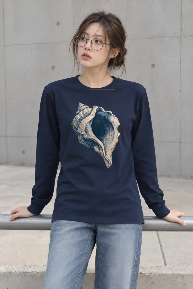 "Whelk Shell Engraving" Unisex Longsleeve T-shirt