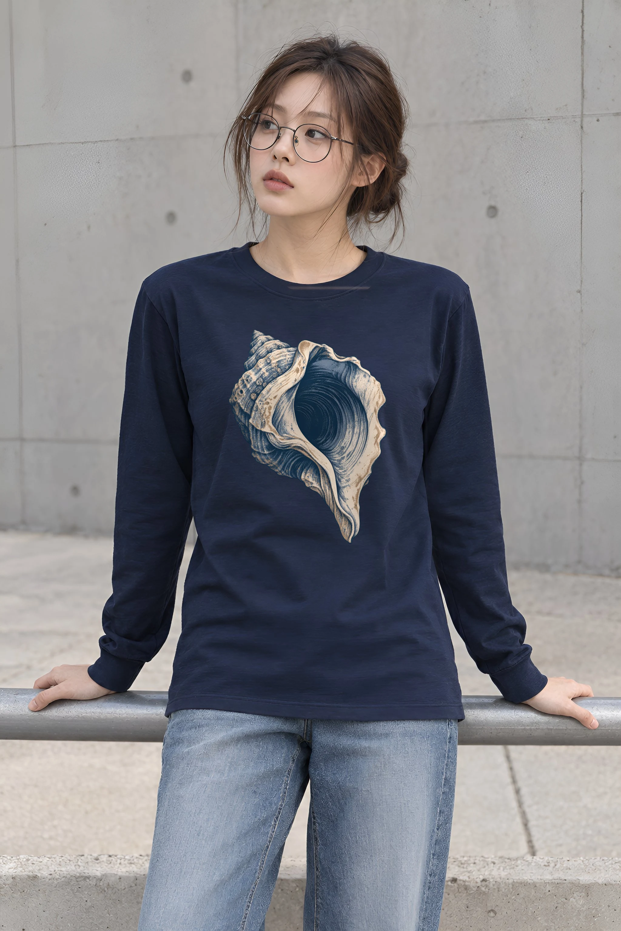 "Whelk Shell Engraving" Unisex Longsleeve T-shirt