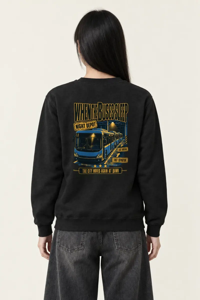 "When the Buses Sleep" Heavy Blend Unisex Crewneck Sweatshirt