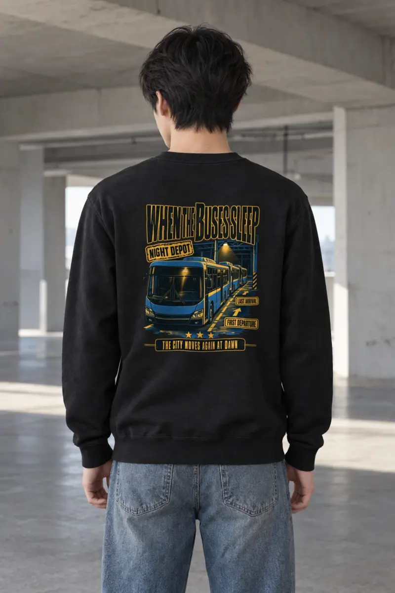 "When the Buses Sleep" Heavy Blend Unisex Crewneck Sweatshirt