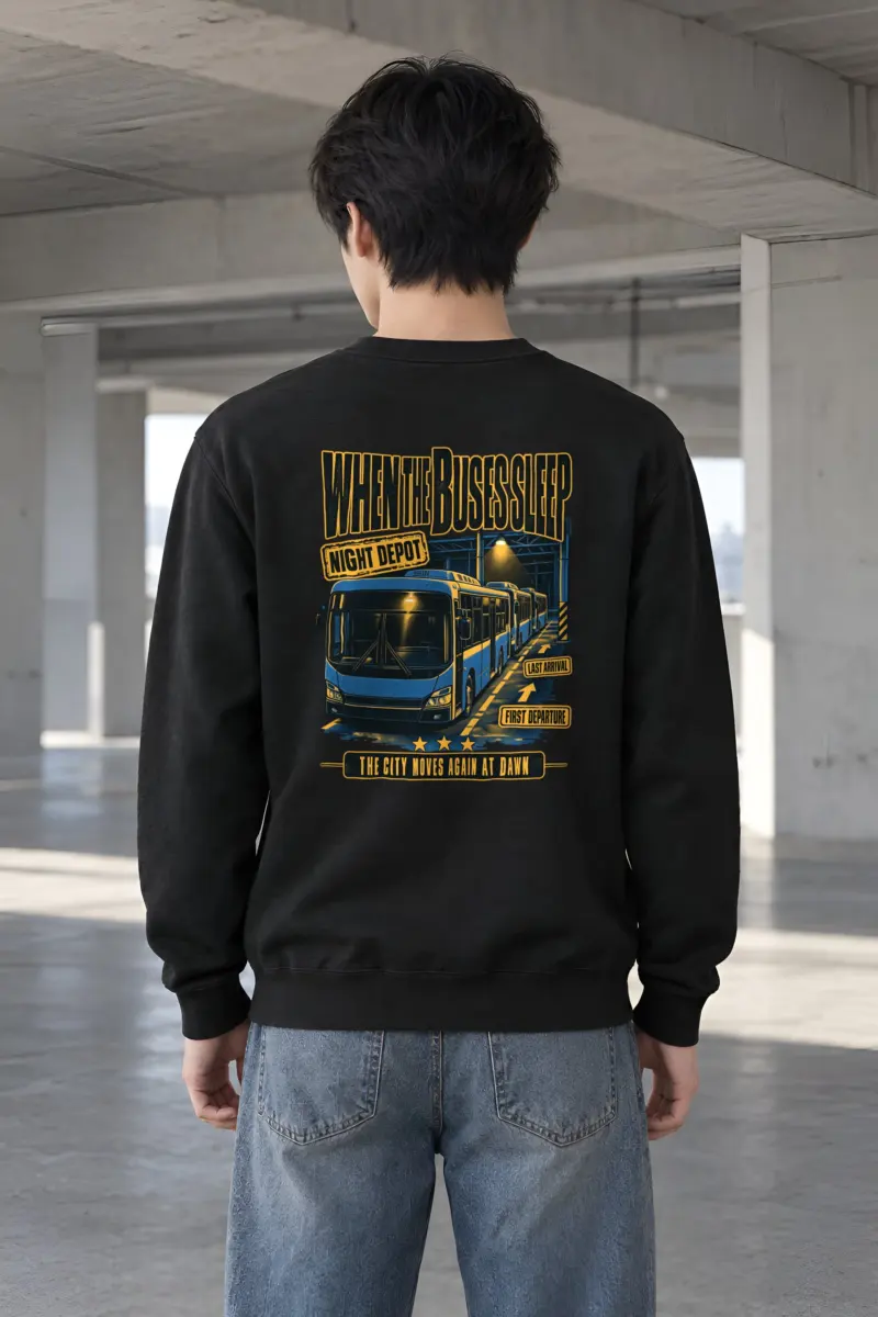 "When the Buses Sleep" Heavy Blend Unisex Crewneck Sweatshirt