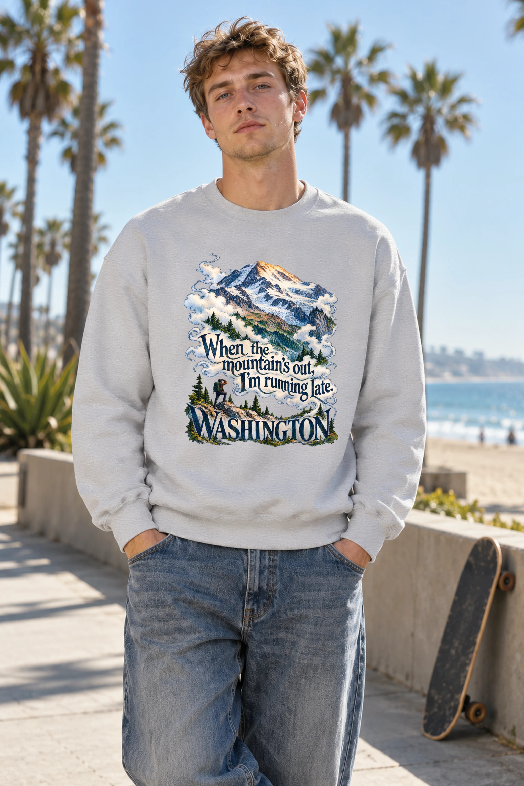 "When the Mountain's Out" Unisex Crewneck Sweatshirt