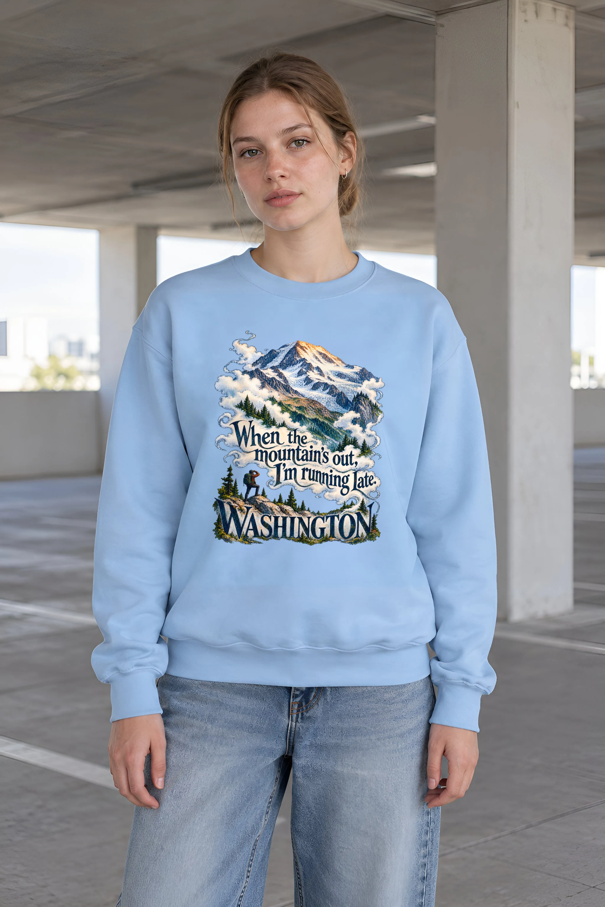 "When the Mountain's Out" Unisex Crewneck Sweatshirt