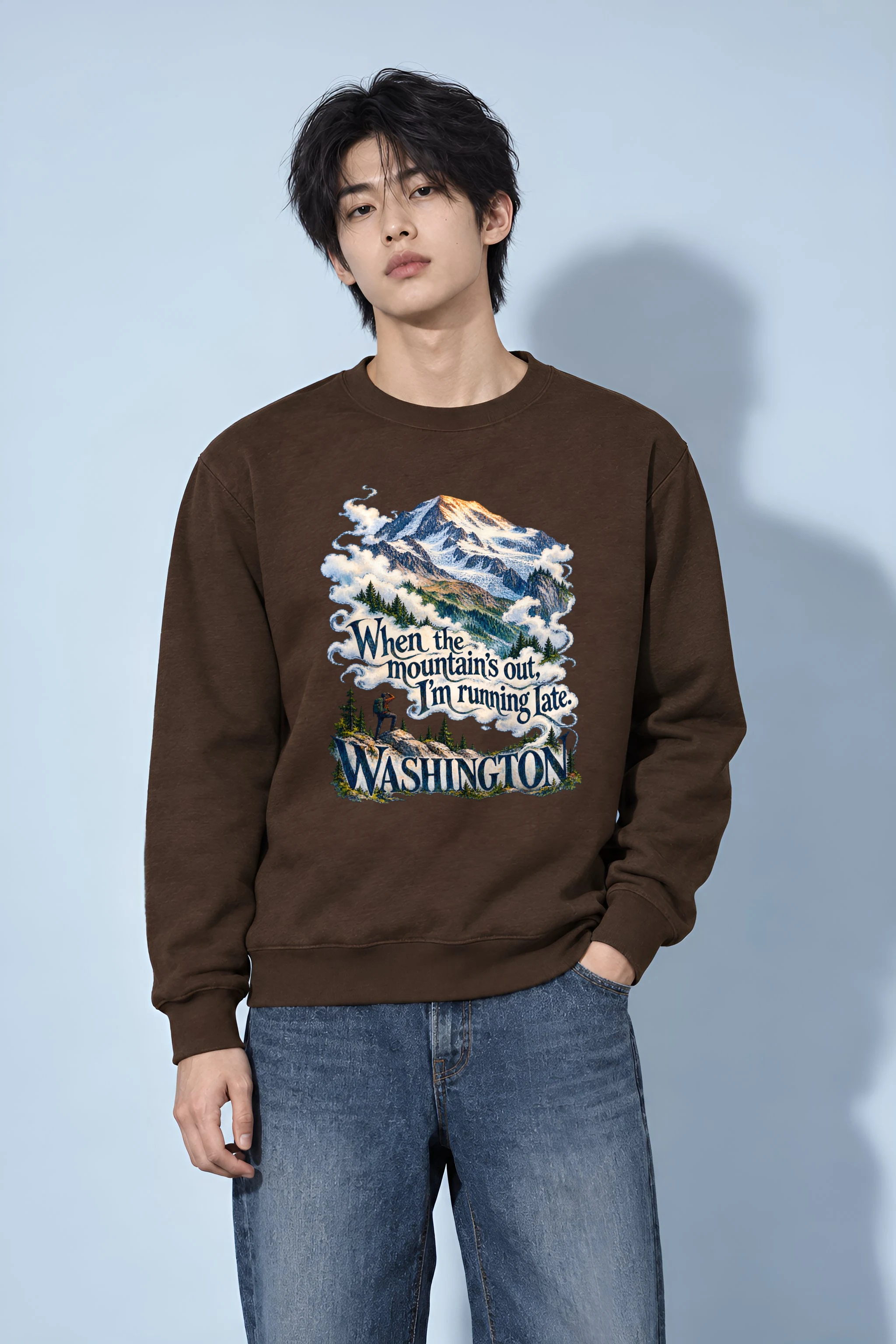 "When the Mountain's Out" Unisex Crewneck Sweatshirt