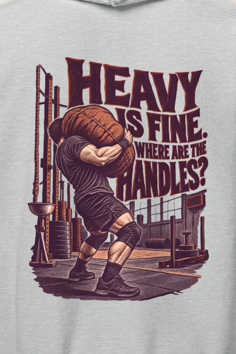 "Where Are the Handles?" Heavy Blend Unisex Pullover Hoodie - the graphic up close