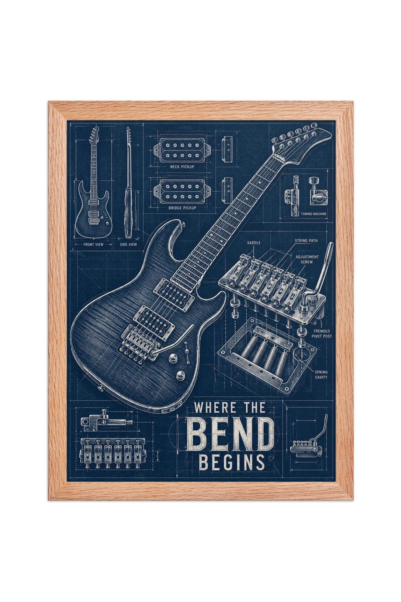 "Where the Bend Begins" Premium Wooden Framed Poster