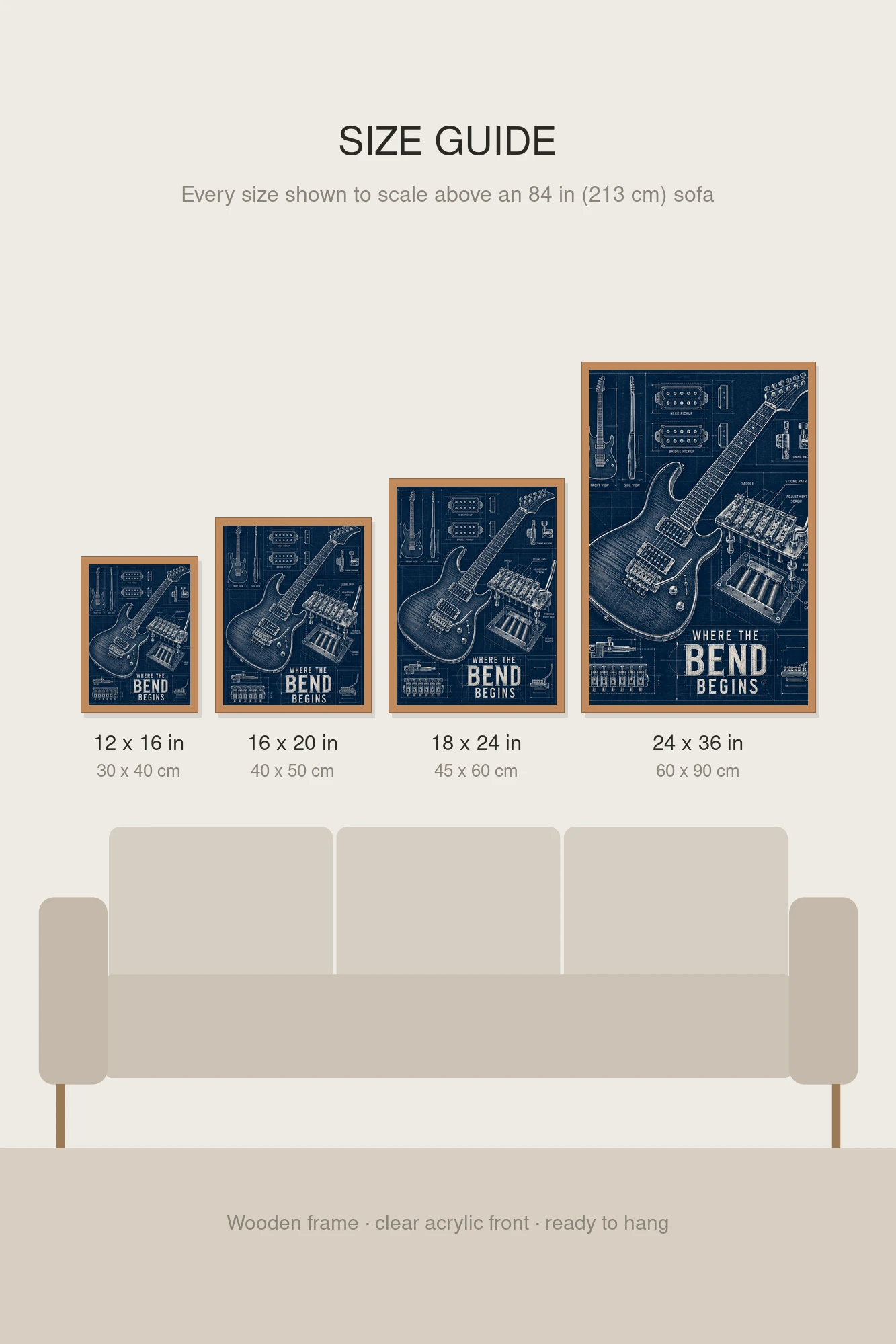 "Where the Bend Begins" Premium Wooden Framed Poster