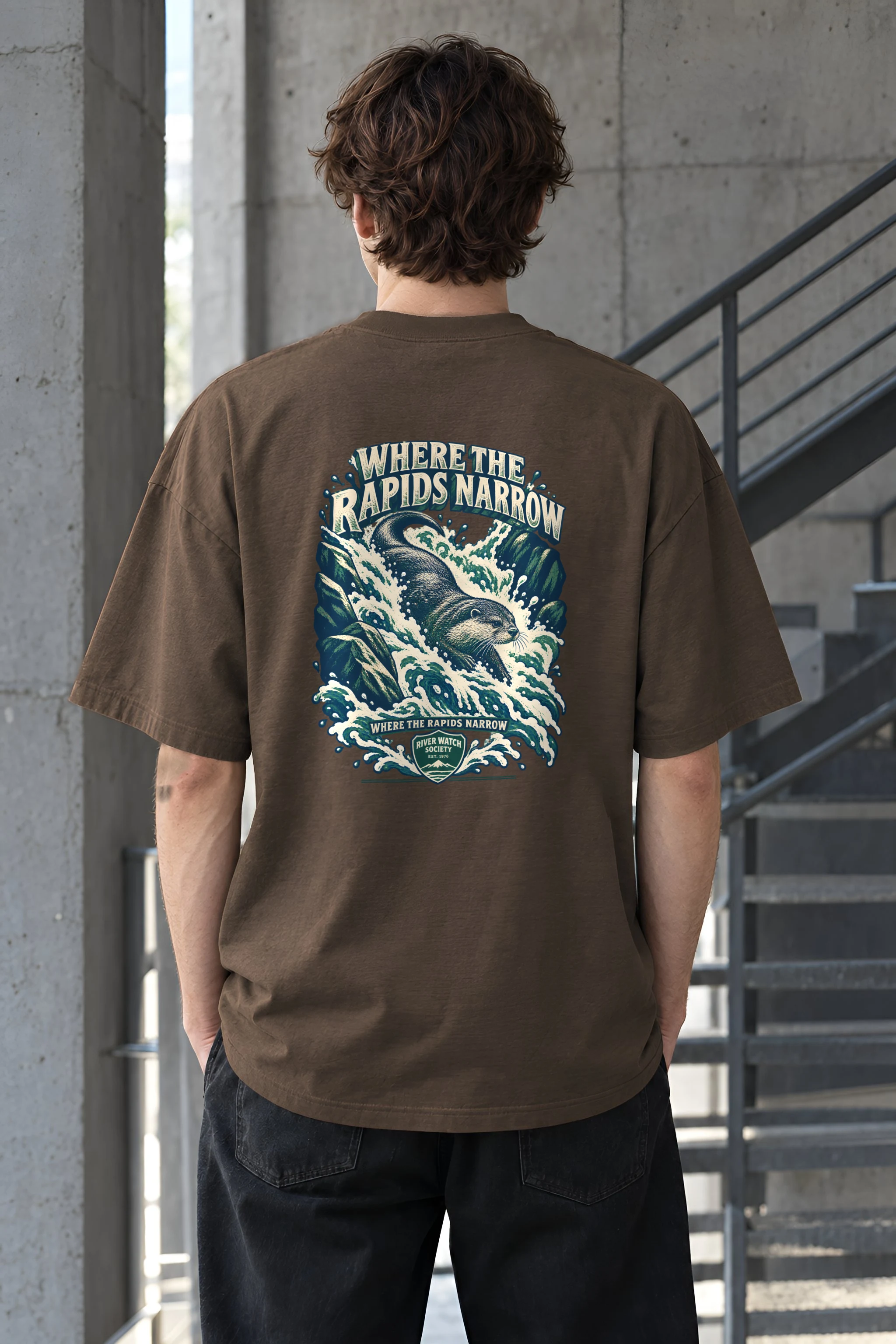 "Where the Rapids Narrow" Unisex Oversized Heavyweight Crewneck T-Shirt