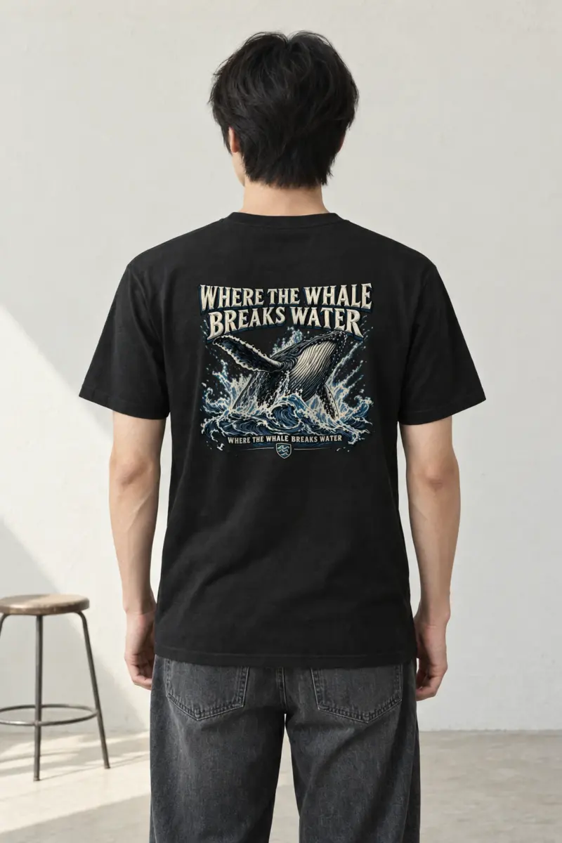 "Where the Whale Breaks Water" Heavyweight Unisex Crewneck T-shirt