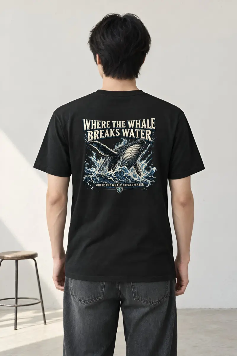 "Where the Whale Breaks Water" Heavyweight Unisex Crewneck T-shirt