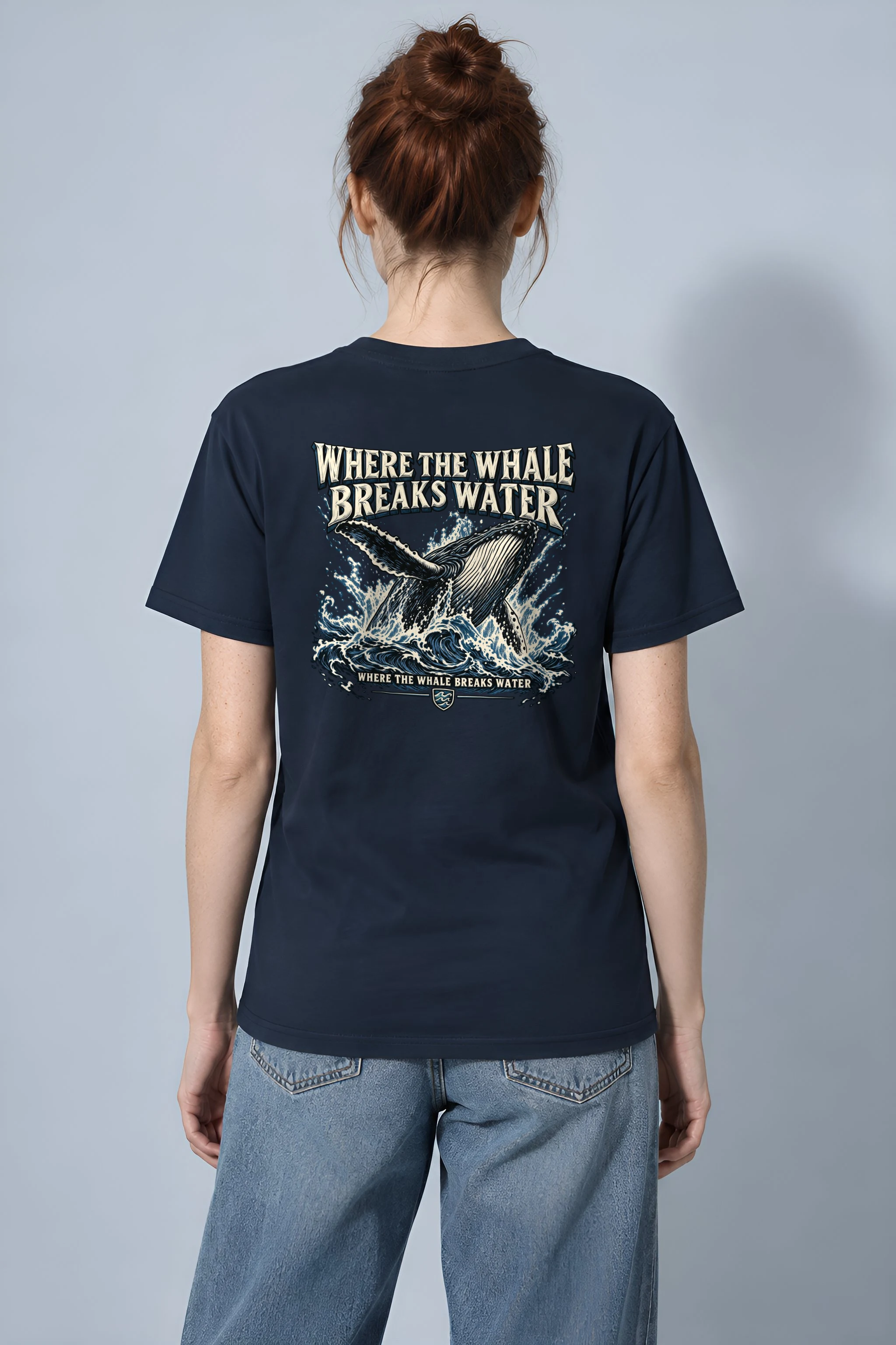 "Where the Whale Breaks Water" Heavyweight Unisex Crewneck T-shirt