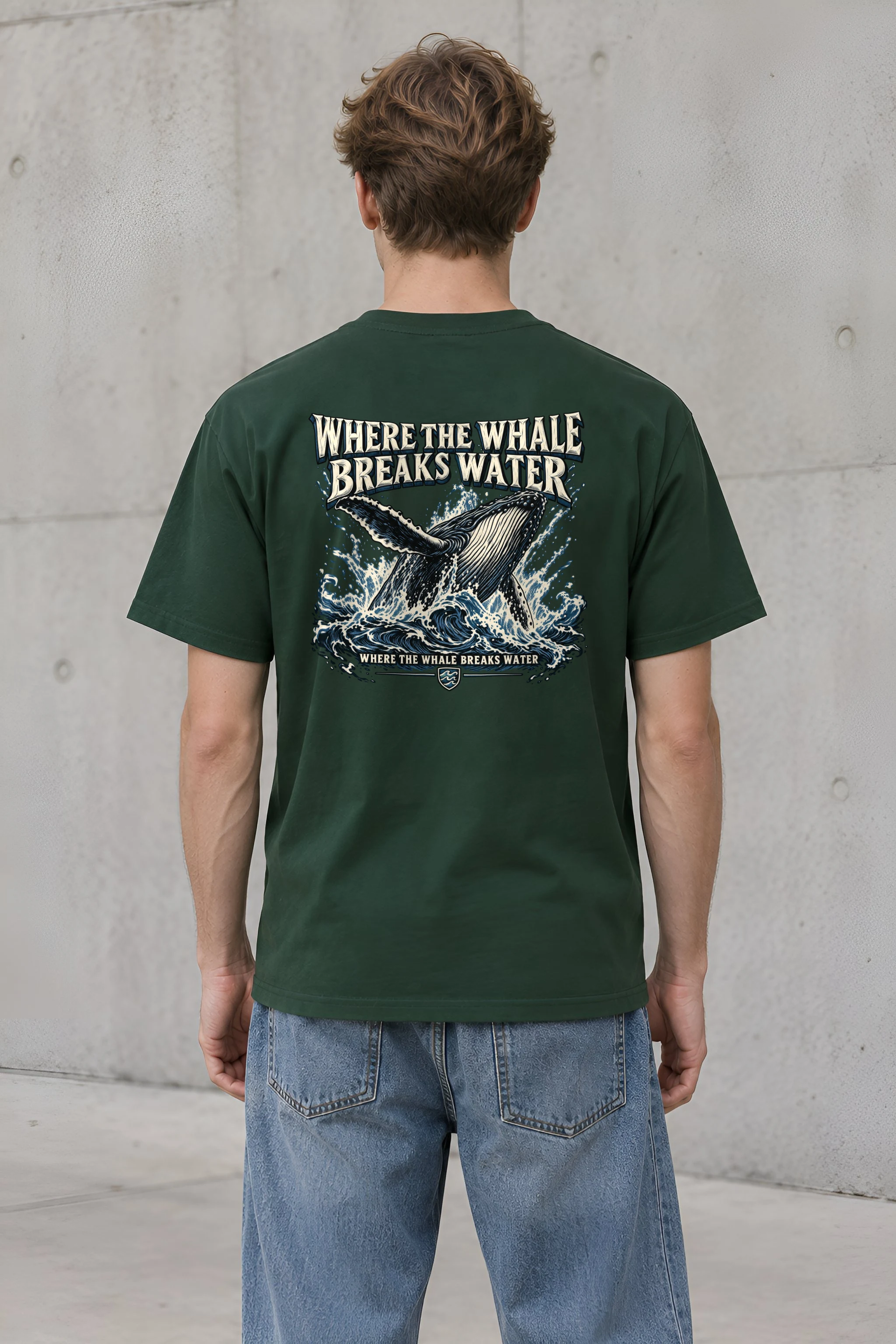 "Where the Whale Breaks Water" Heavyweight Unisex Crewneck T-shirt
